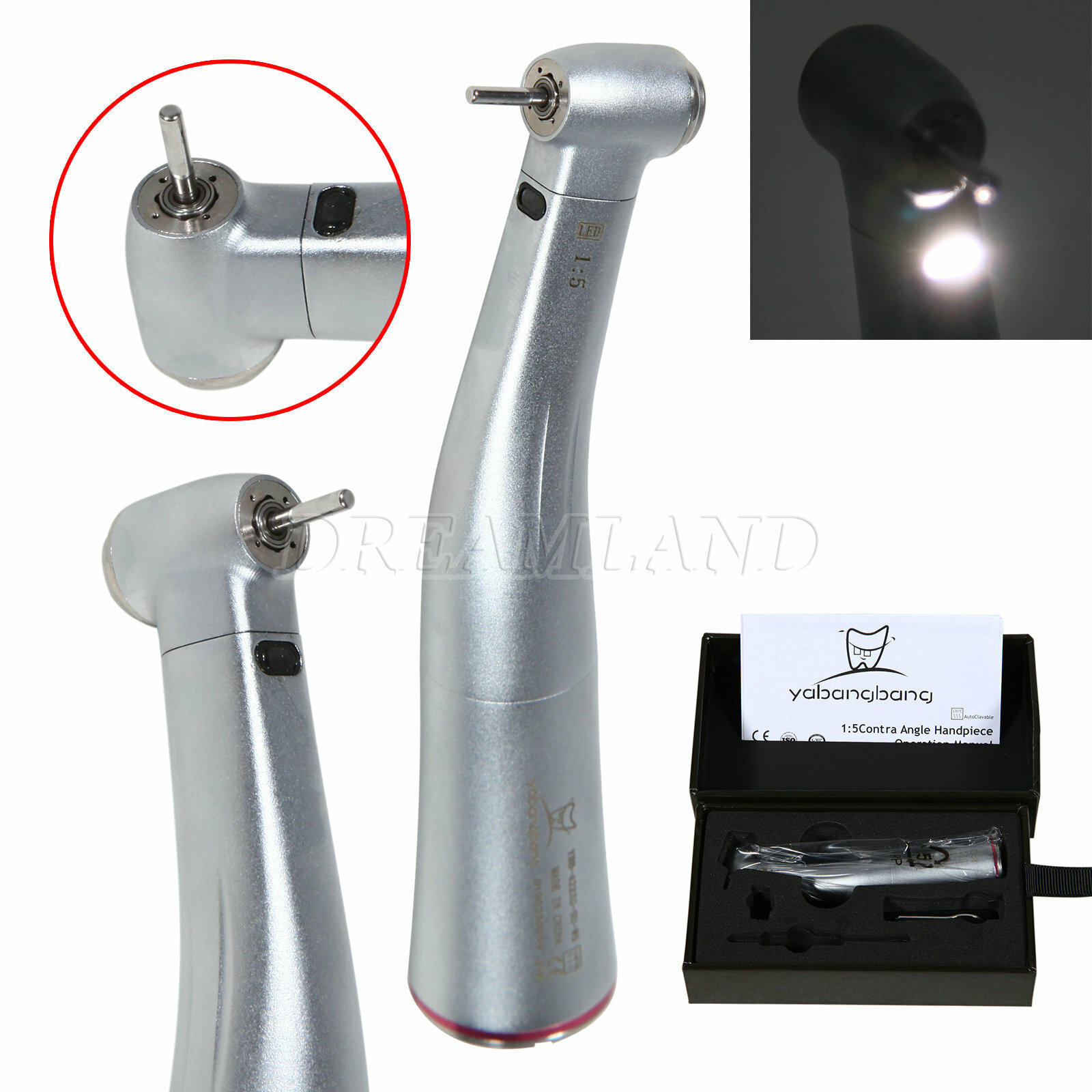 1:5 Increasing LED Dental Inner 4 Spray Contra Angle Handpiece for NSK YBB-W5