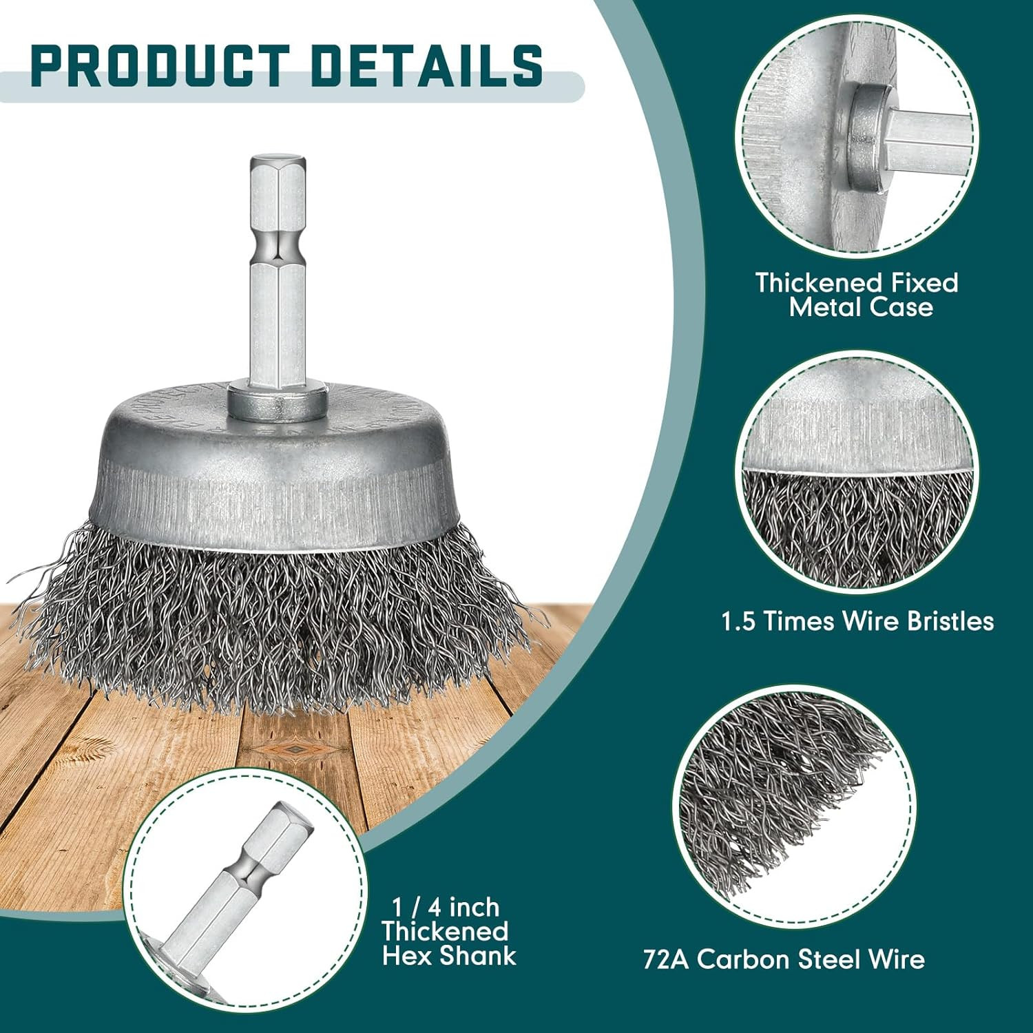 20 Pcs Wire Cup Brush for Drill Abrasive 2″ Wire Wheel Brush 1/4 Inch Hex Shank,