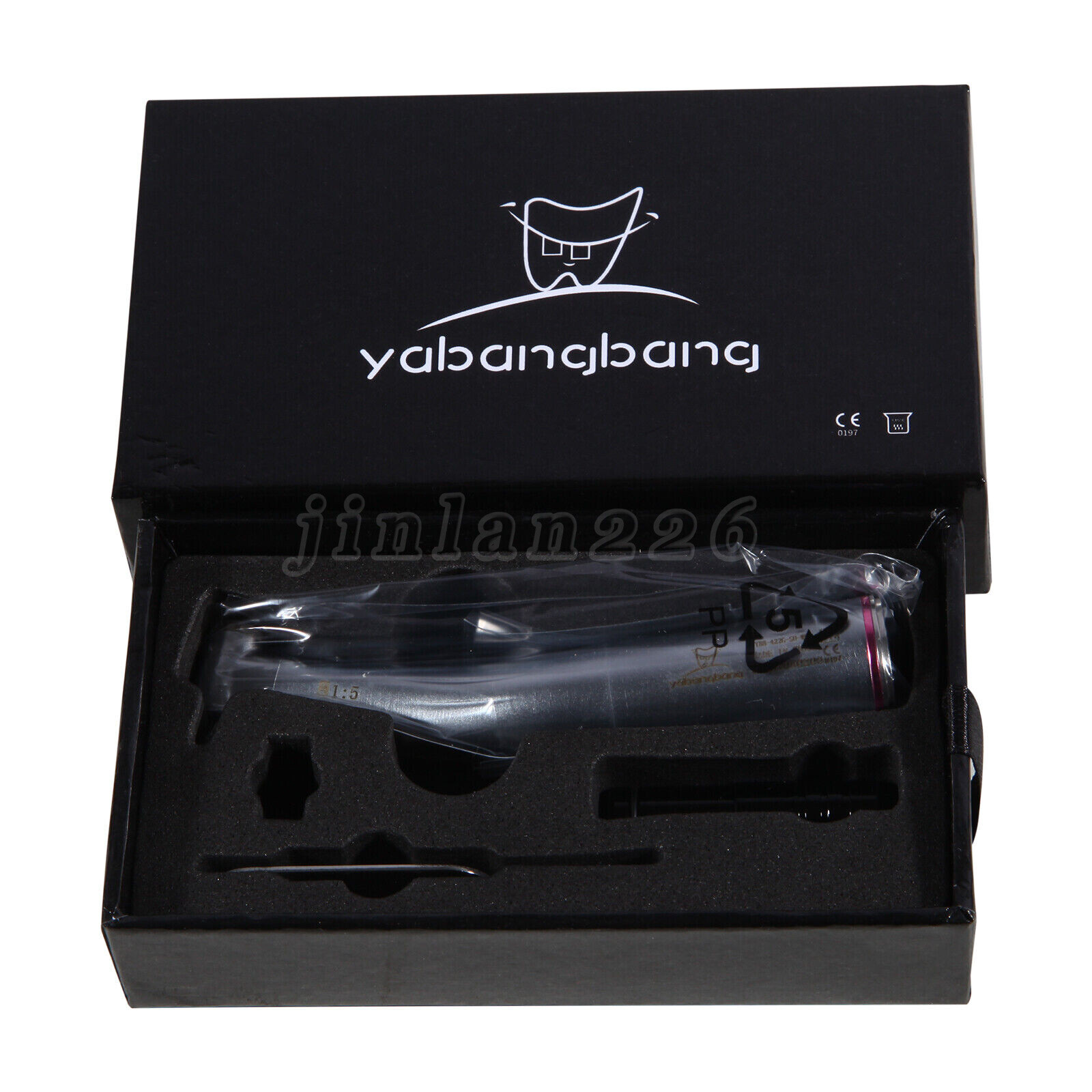 Dental Attachment Handpiece 1:5 Friction Grip Fiber Optic LED Contra Angle Red