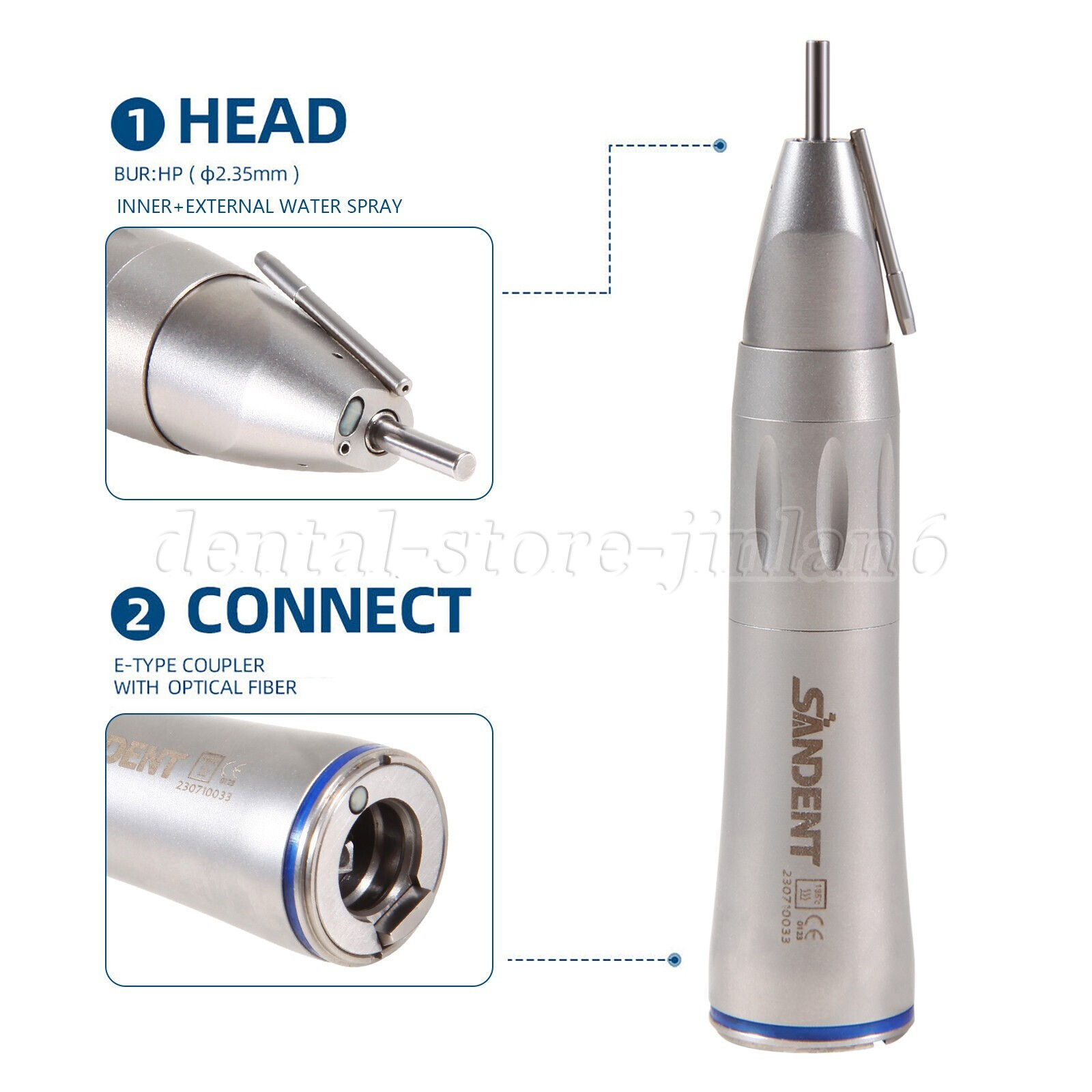Dental 1:1 LED Fiber Optic Low Speed External Straight Surgical Handpiece COXO