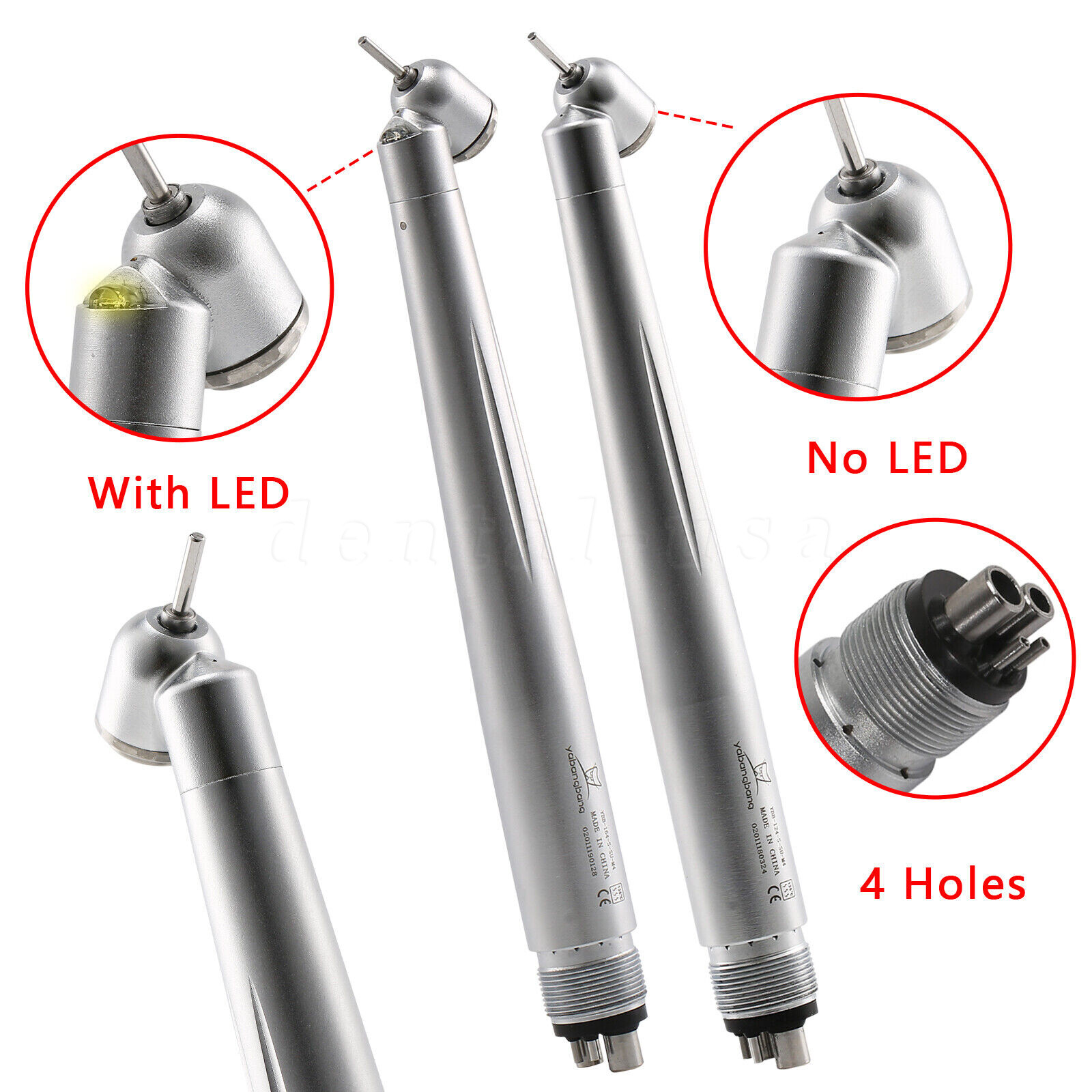 Dental NSK style LED 45° Degree Fiber Optic High Speed Handpiece E-generator 2/4
