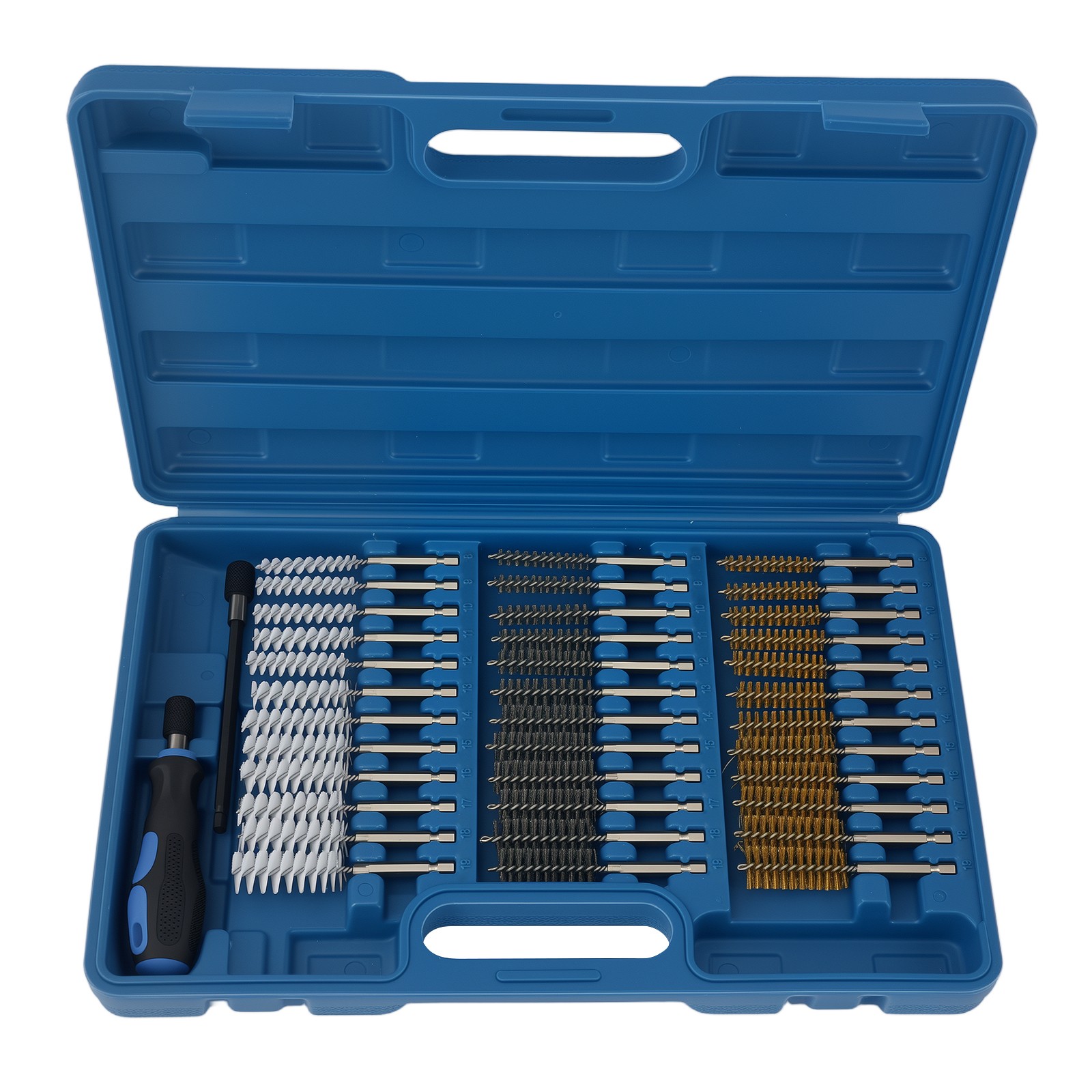 Drill Wire Brush Kit Steel Brass Nylon for Cleaning Terminals 1/4″ Hex 36pc