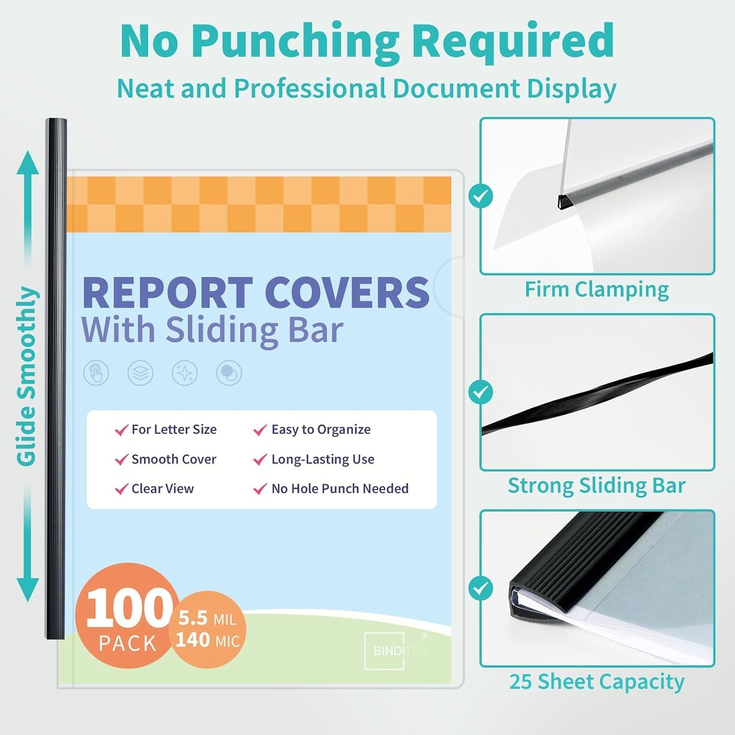 Professional 100 Pack Clear Report Covers, 25 Sheet Capacity