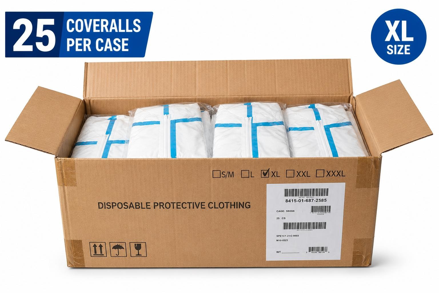 Disposable Protective Coveralls Heavy Duty Full Body W Hood & Boots XL Case/25