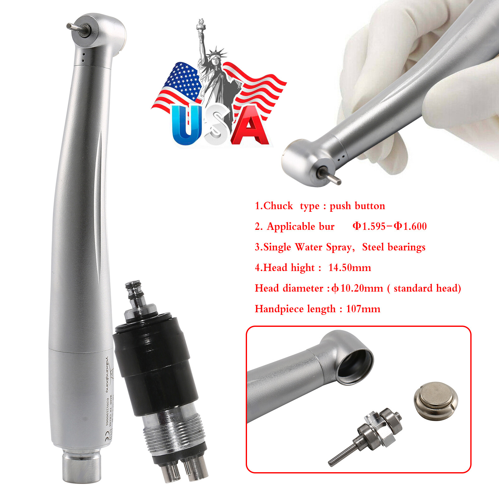 10*NSK Style Dental High Speed Turbine Handpiece Standard & 4Hole Coupler YBNK4