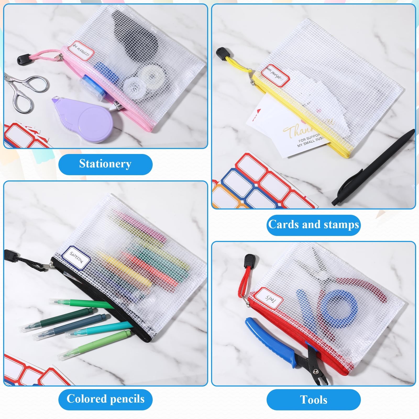 36 Pcs Mesh Zipper Pouch, 4.7×6.5 inch Waterproof Zip Mesh Bags with 2 Sheets…