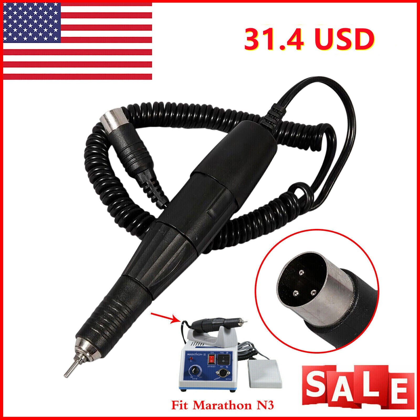 Dental Electric Micro Motor Polishing Handpiece Fit Marathon 35K RPM Handle Lab