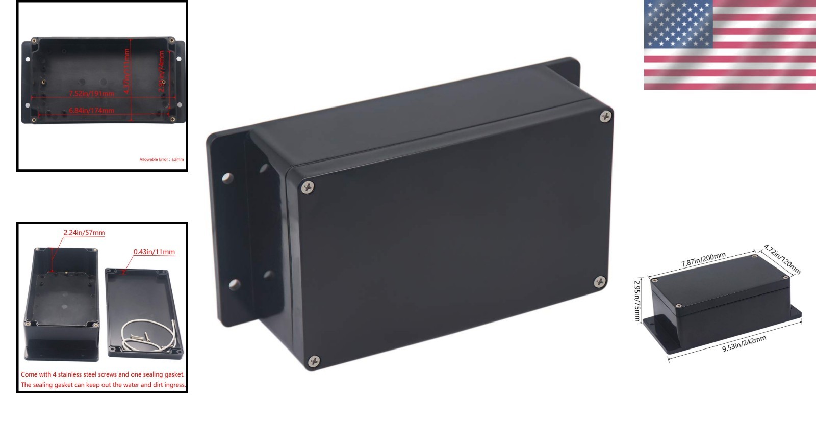 Easy-Customizable Junction Box – 7.87×4.72×2.95 Inch for Project Enclosures