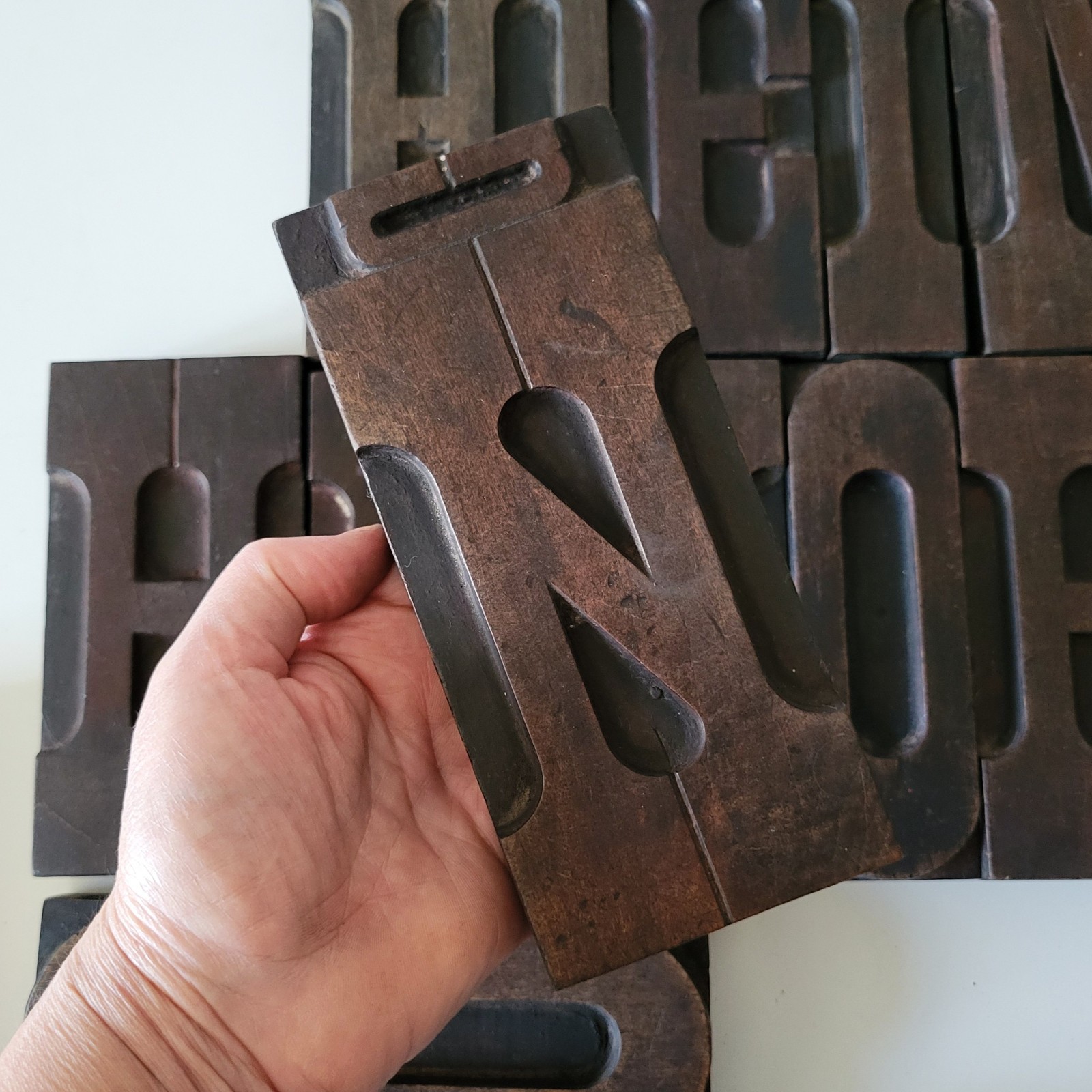 Antique Wood Type Letter Blocks Russian Empire Industrial decor Vintage Alphabet