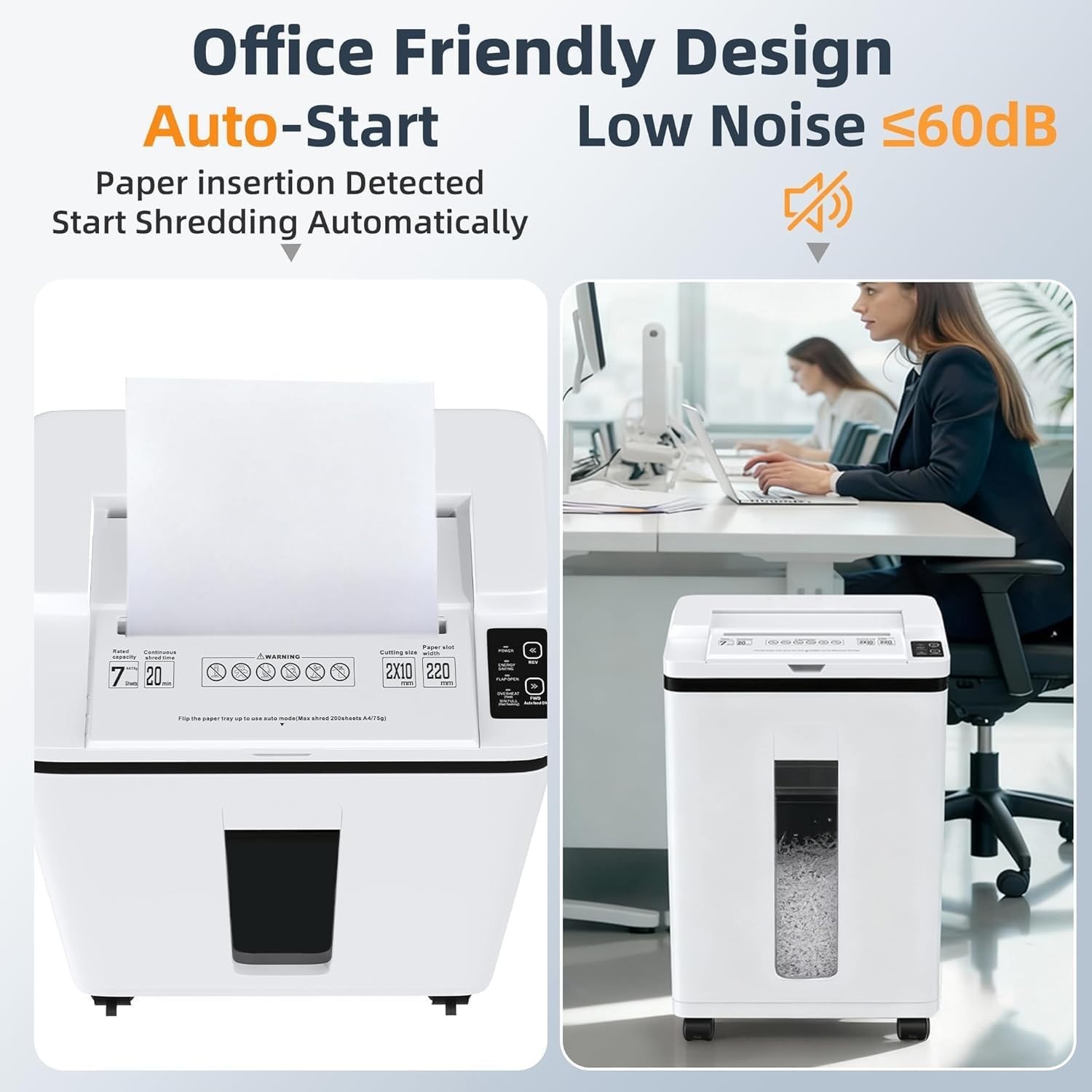 200-Sheet Auto Feed Paper Shredder P-5 Micro Cut 5.8 Gal 60 dB for Office Home