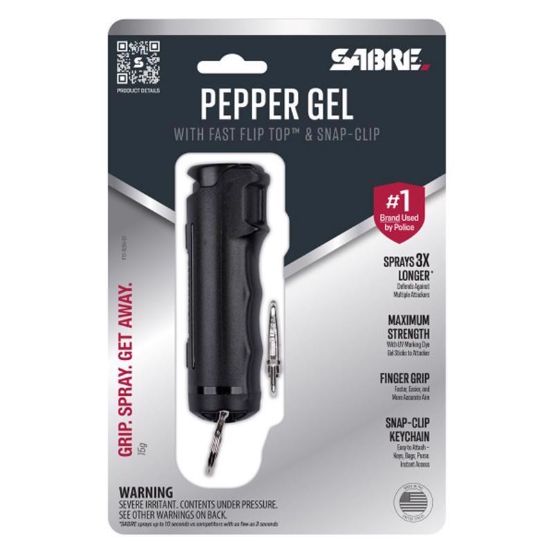 Sabre Red F15-BUSG Pepper Gel Black Aluminum/Plastic Flip Top Keychain