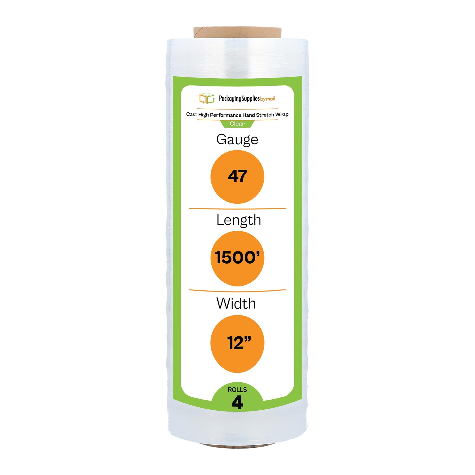 12″ x 1500′ 4 Rolls Pallet Wrap Stretch Film Hand Shrink Wrap 1500FT