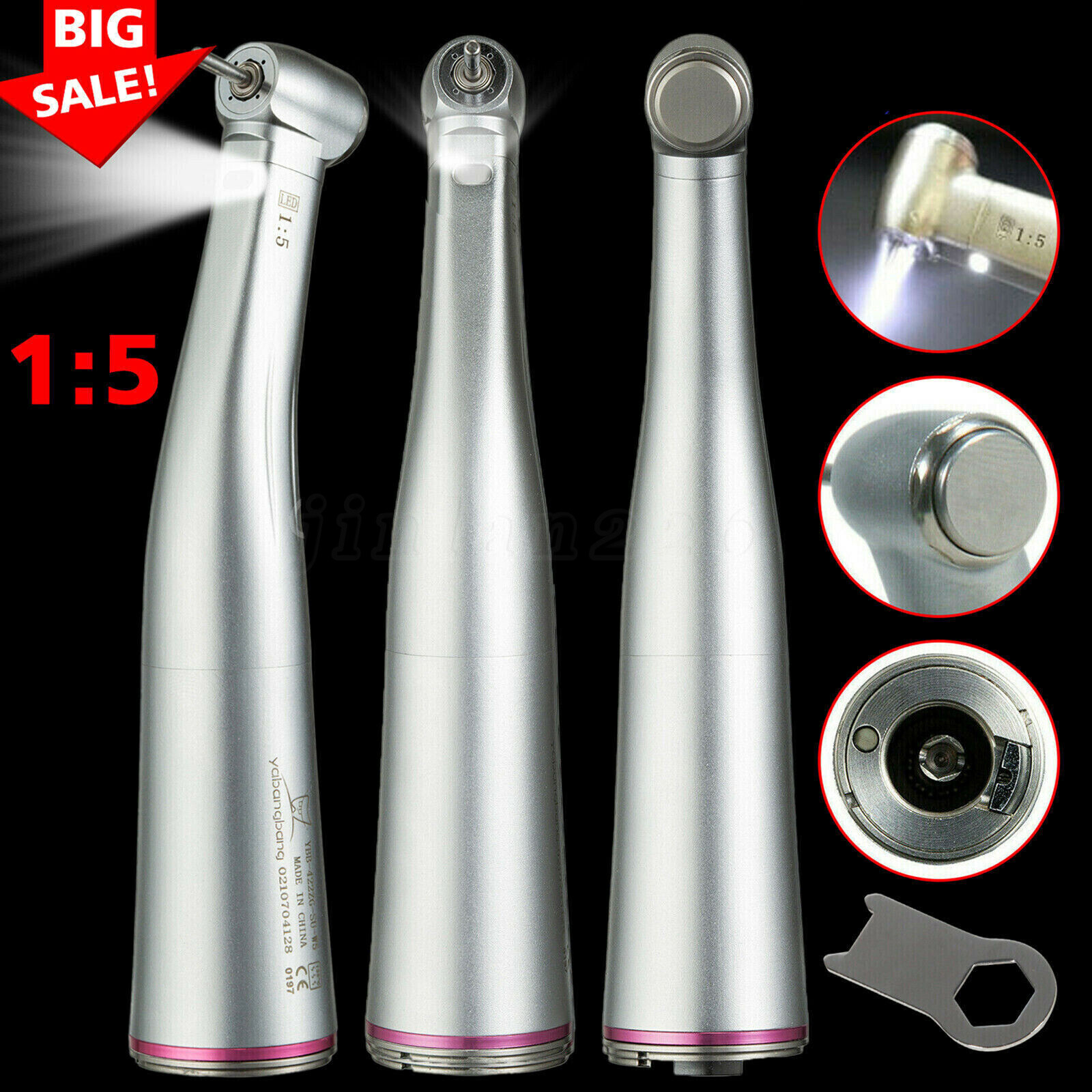 NSK Ti-MAX X95L Estilo Dental 1:5 LED Contra Angulo Fibra Optica Anillo Rojo