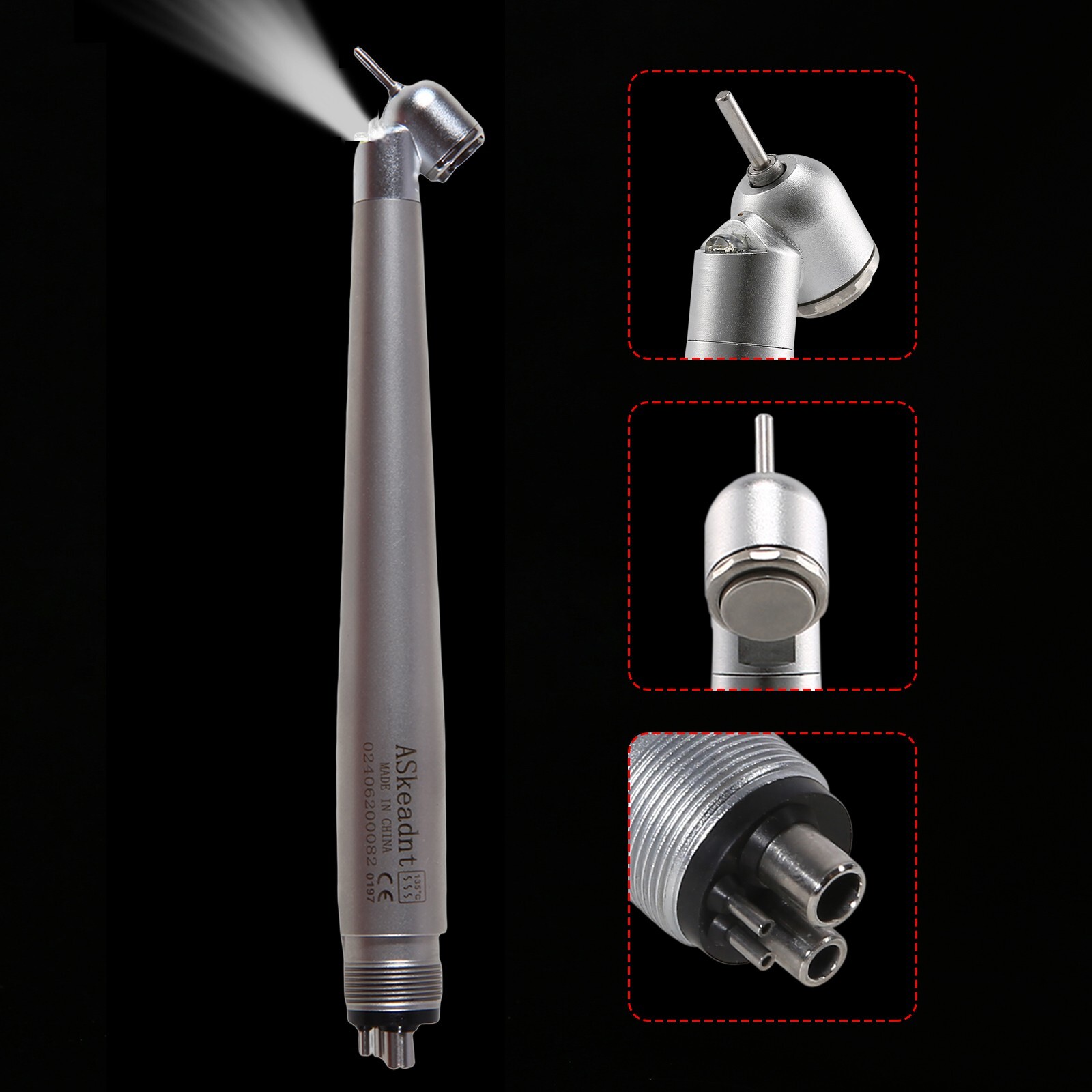 NSK Style Dental LED 45° Degree Surgical High Speed Handpiece Push Button 4 Hole