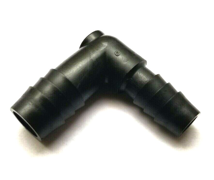(2) Two 1/2″ to 3/8″ Hose ID Black HDPE Barbed Plastic Reducer Fitting Elbow