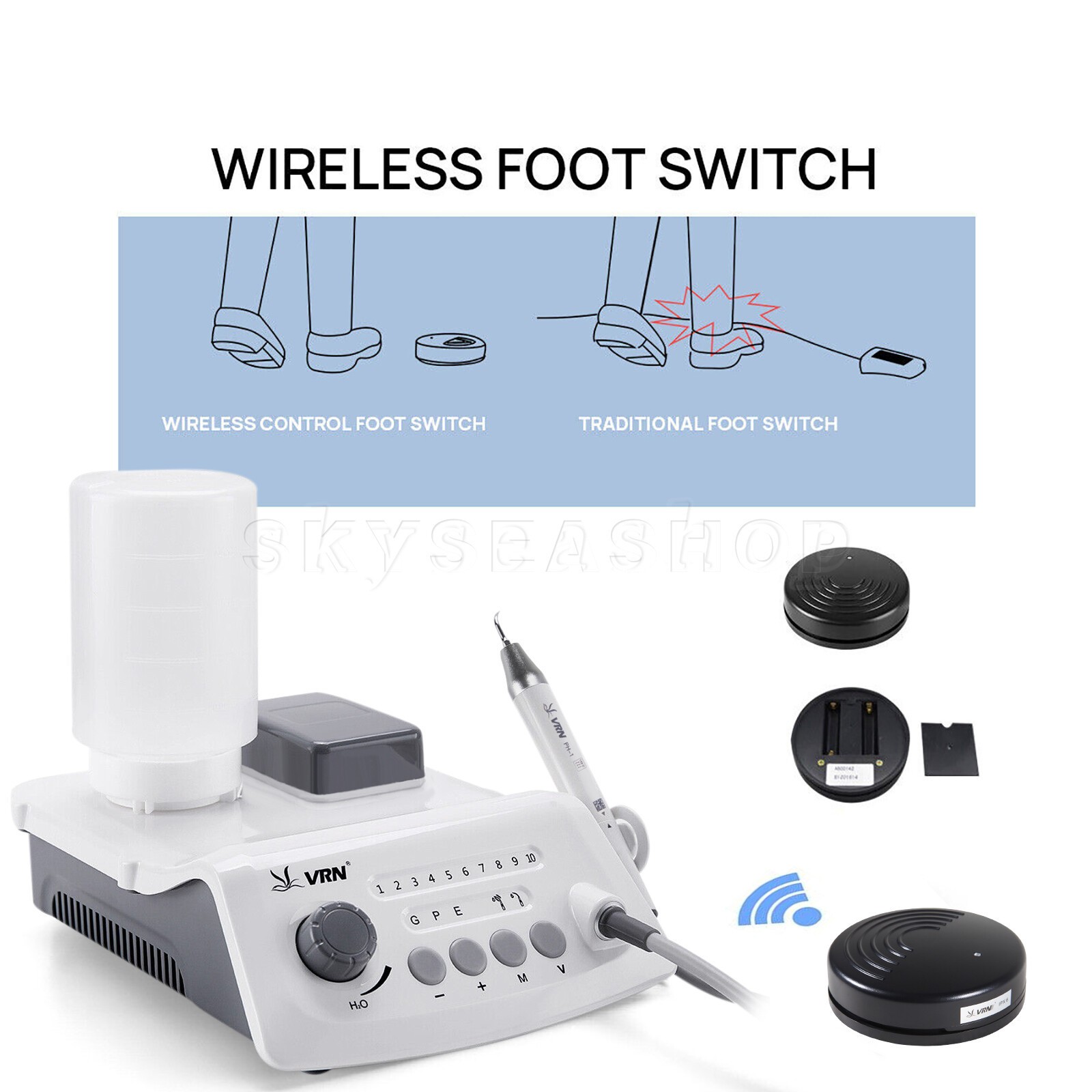 Dental Wireless Ultrasonic Scaler LED Detachable Piezo Handpiece Automatic Water