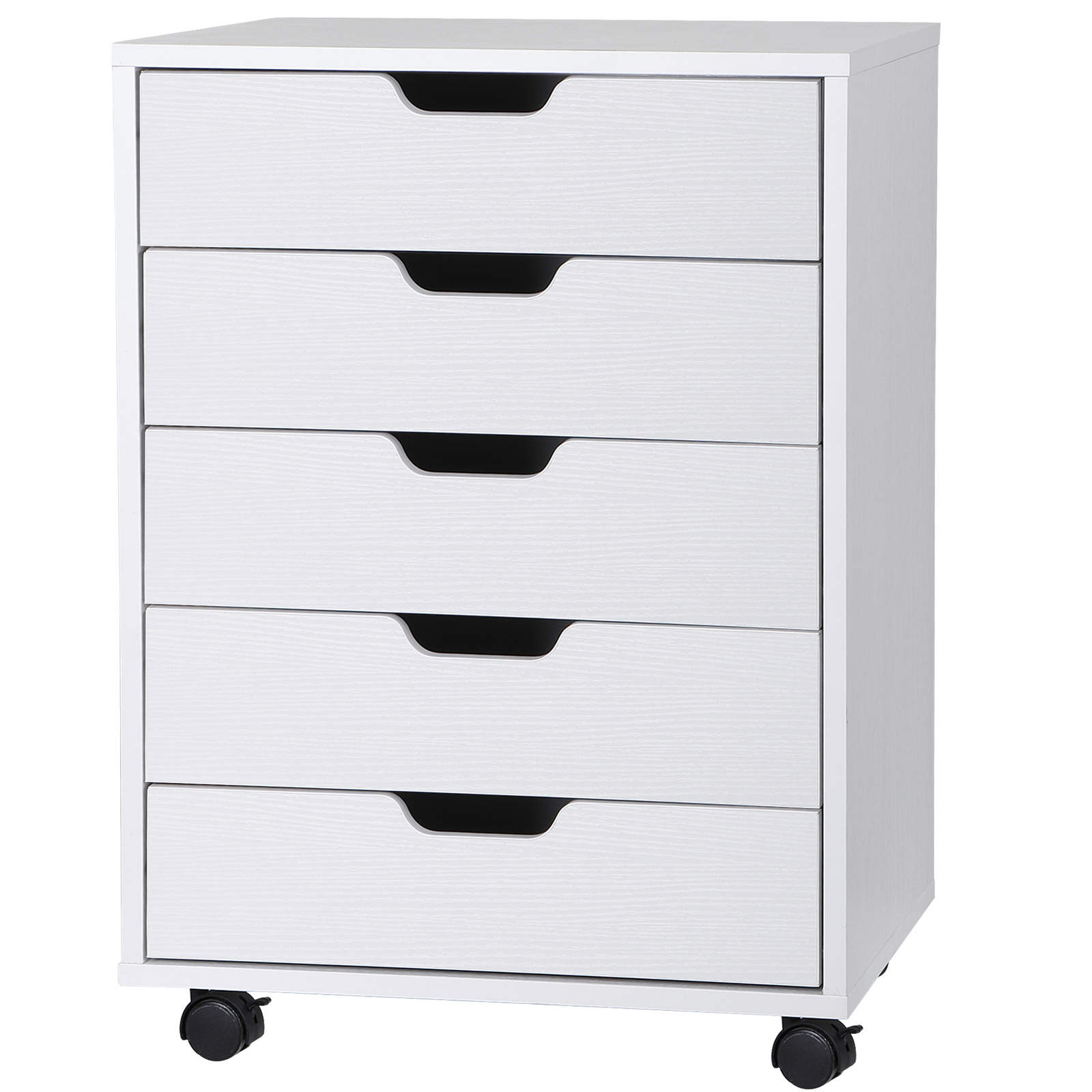 5 Drawer Dresser Rolling Clothing Storage Chest Beside Wall Mobile Store Clothes