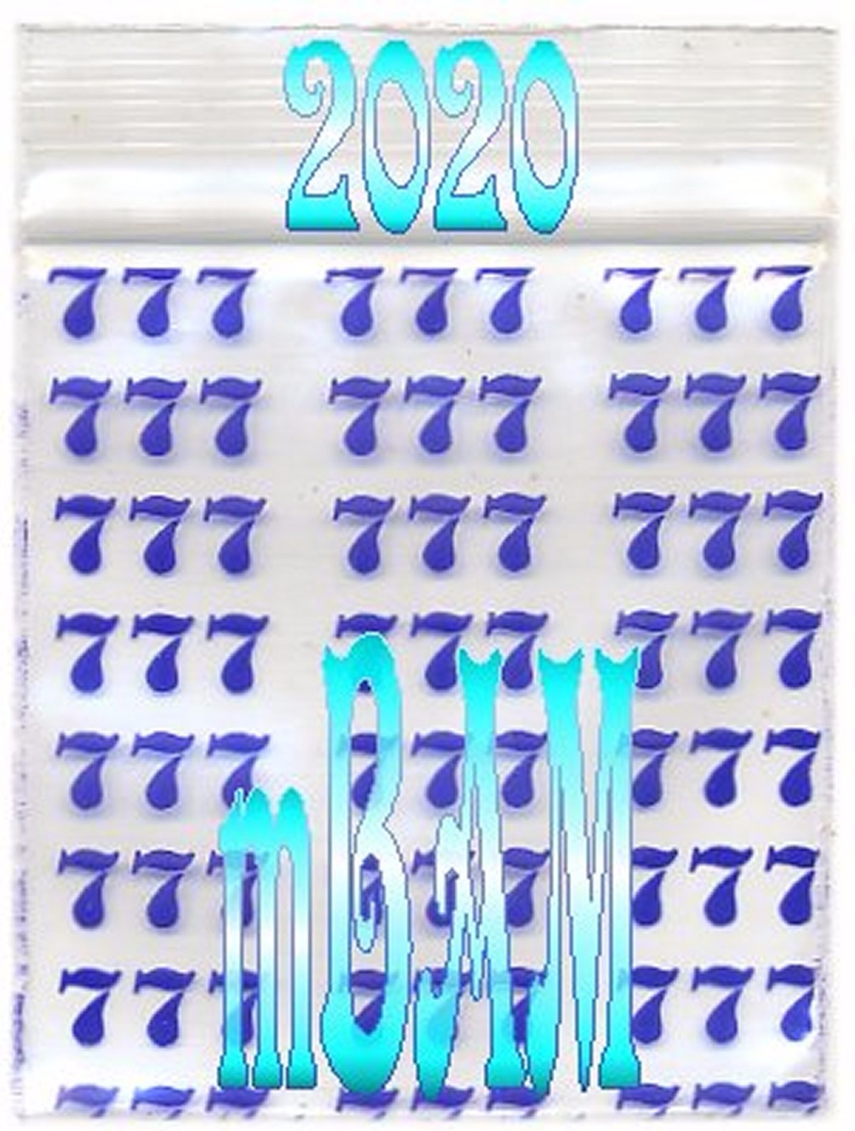 100 PACK BLUE LUCKY 777s 1515 Apple Zip Baggies 1.5×1.5″ Mini POLYBAGS