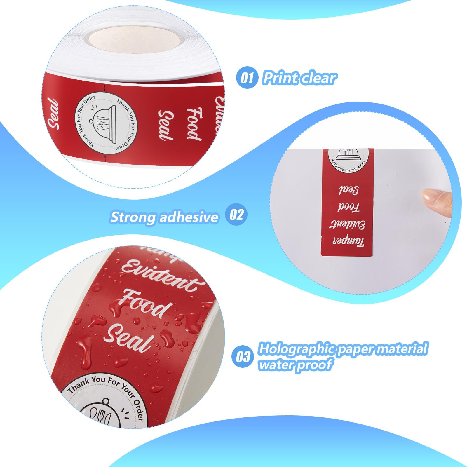 1000 Pieces Tamper Evident Stickers for Food Delivery 1.5 x 6 Inches Red Tamp…