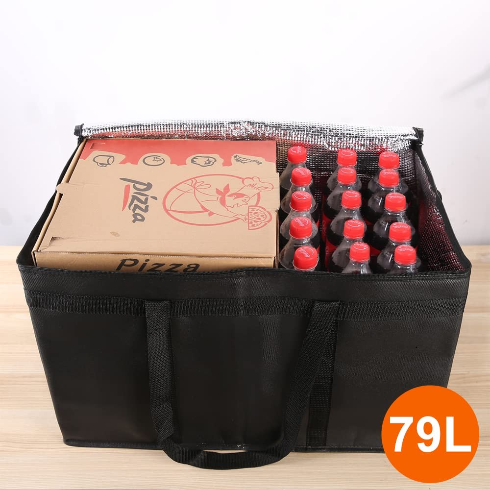 Bodaon 5-Pack Insulated Food Delivery Bag for Hot and Cold XXX-Large, Black