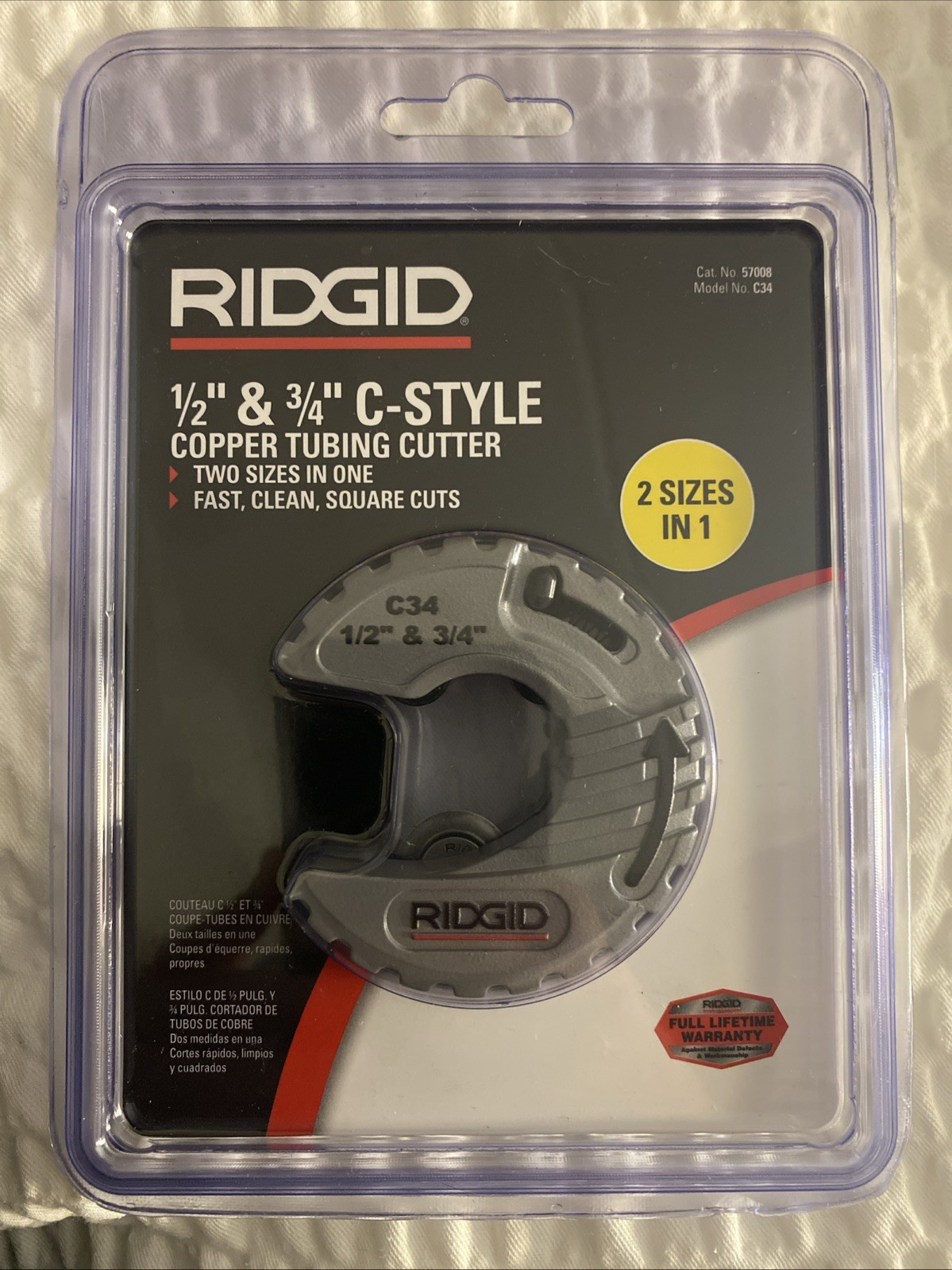 RIDGID 57008 1/2″ to 3/4″ C34 Copper Pipe & Tubing Cutter Spring Loaded Cutting