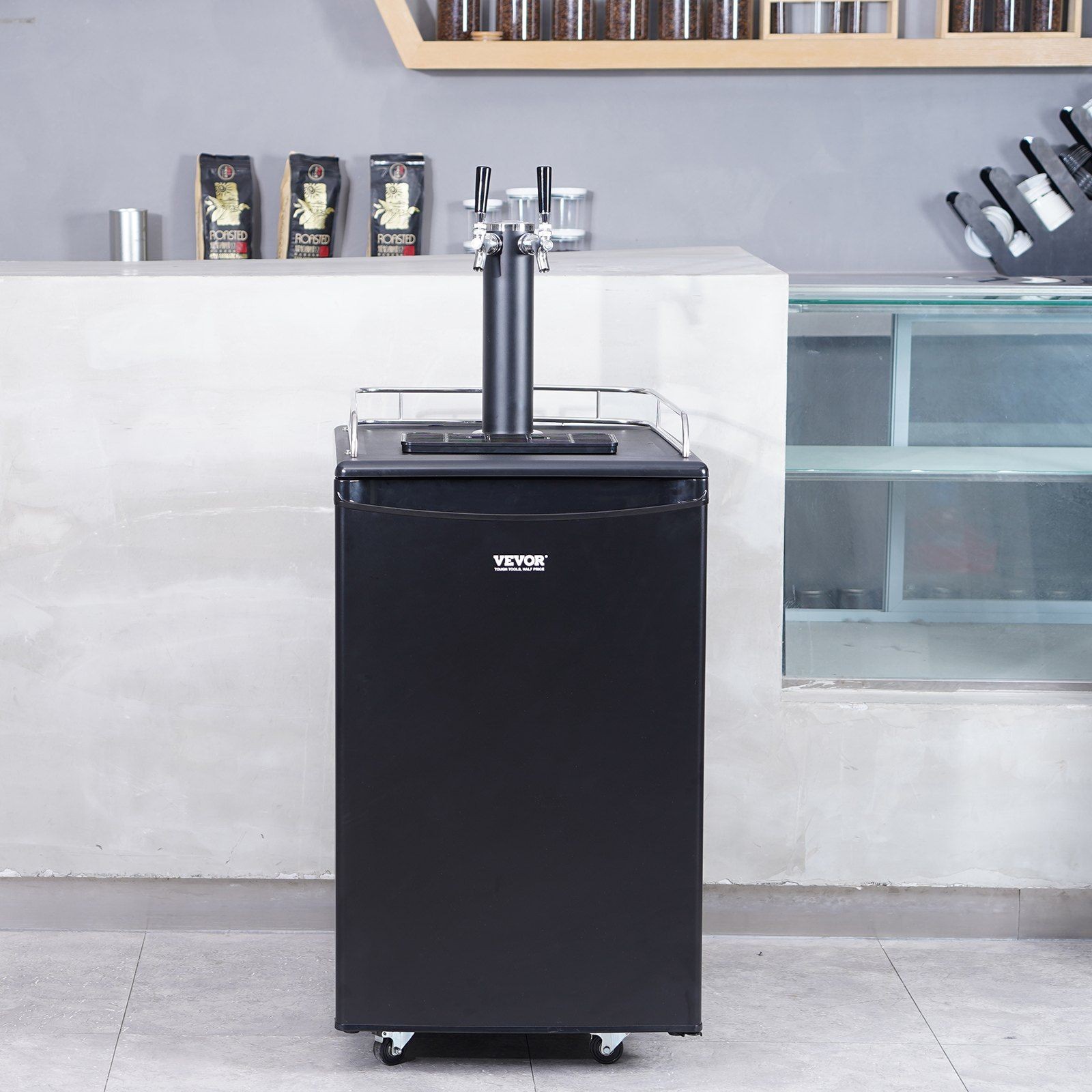 Black Beer Kegerator Dual Tap 1/6 1/4 1/2 Barrel Compatible