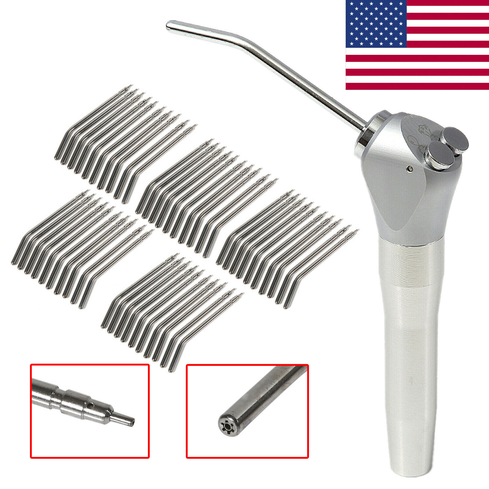 Dental 3 Way Air Water Spray Triple Syringe Handpiece /+50*Nozzles/Tips/Tubes OR