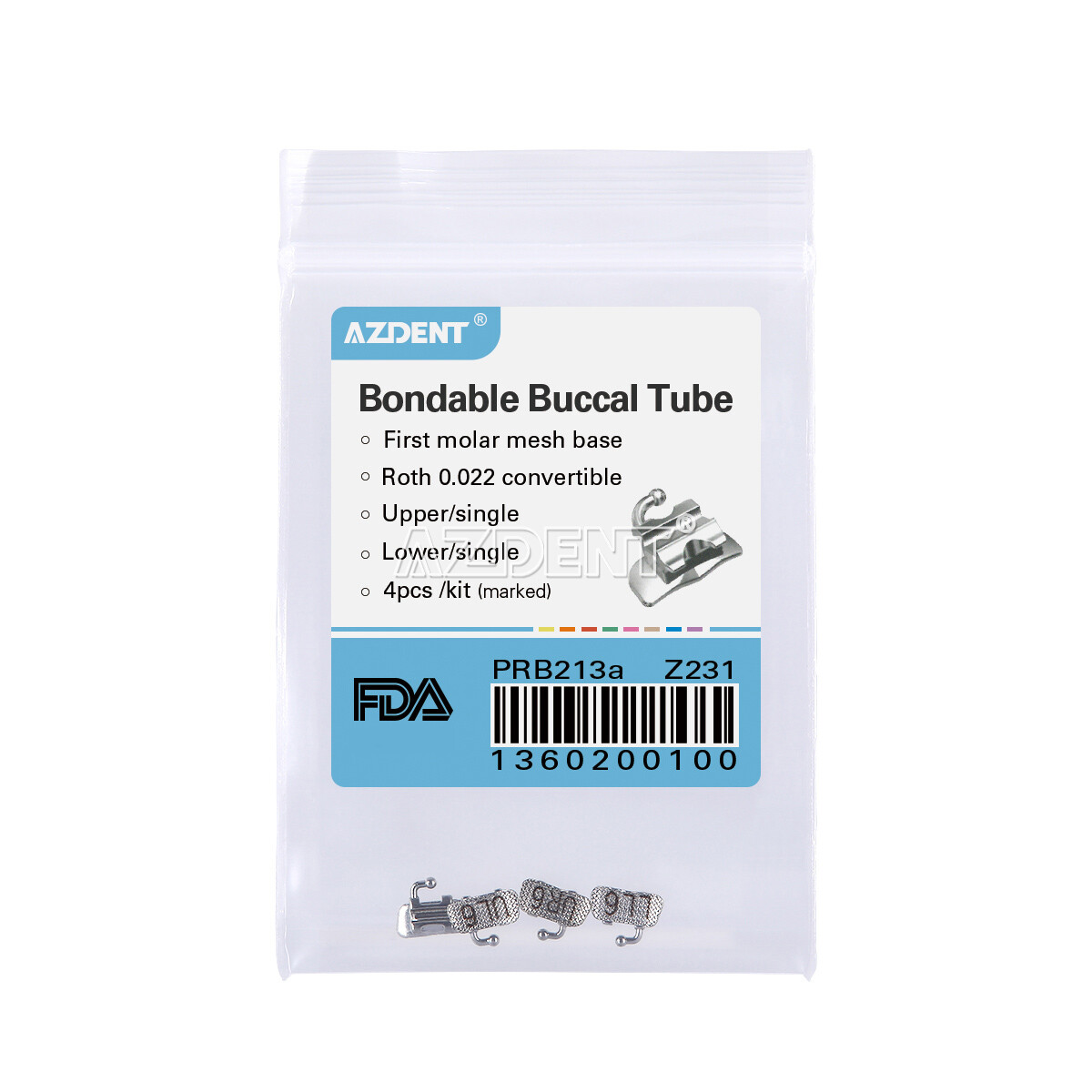 AZDENT Dental Orthodontic Buccal Tube 1st Molar Roth .022″ Bondable Convertible