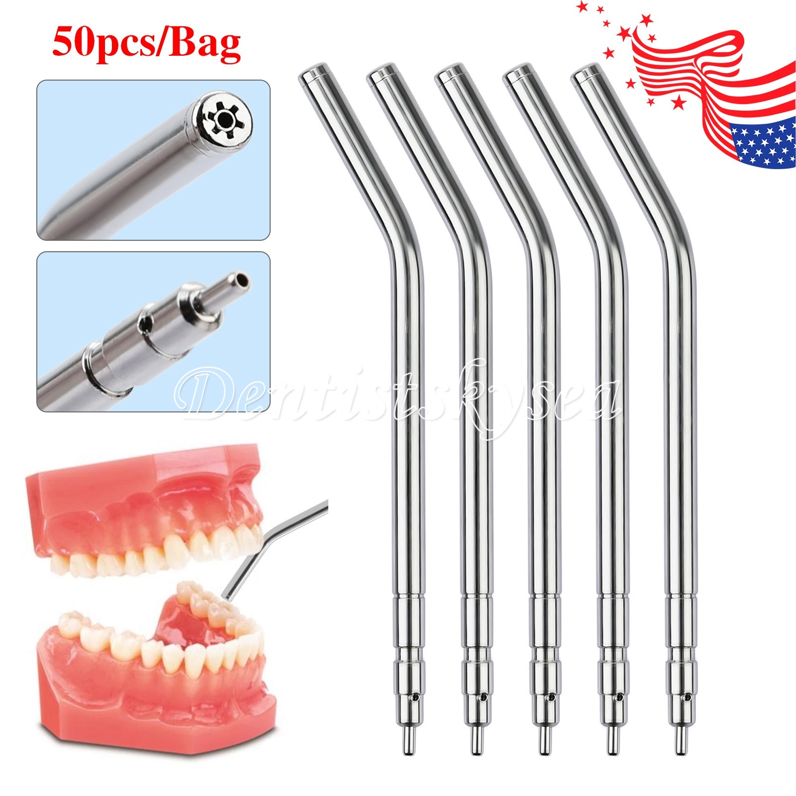 Dental 3 Way Air Water Syringe 2 Nozzles Triple Way Spray Handpiece USA