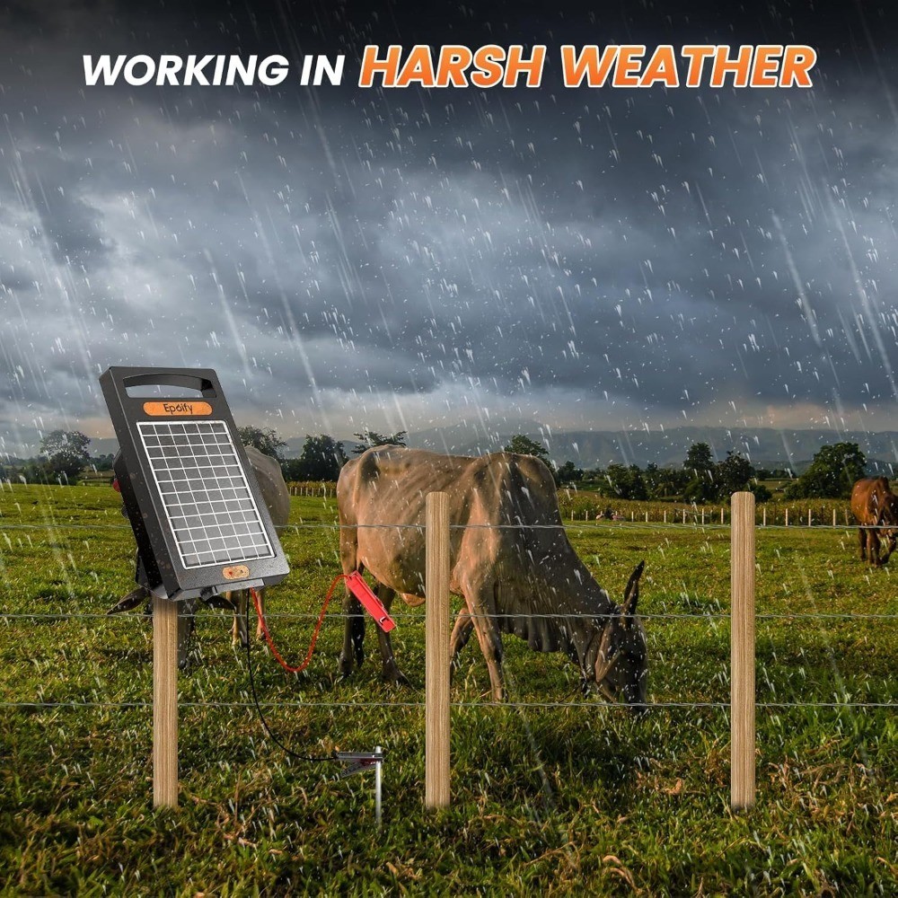 Solar Powered Electric Fence Charger 24 Hour Continuous Operation 10 Mile Range