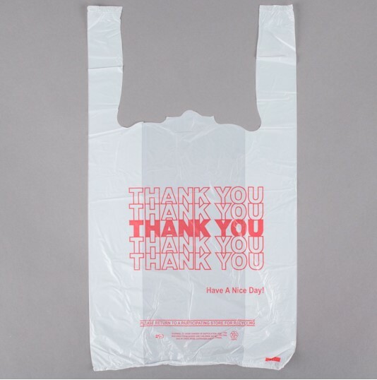 THANK YOU To Go Bags 11 1/2″ x 21″ x 6″ White Plastic Shopping T-Shirt Bags 1/6