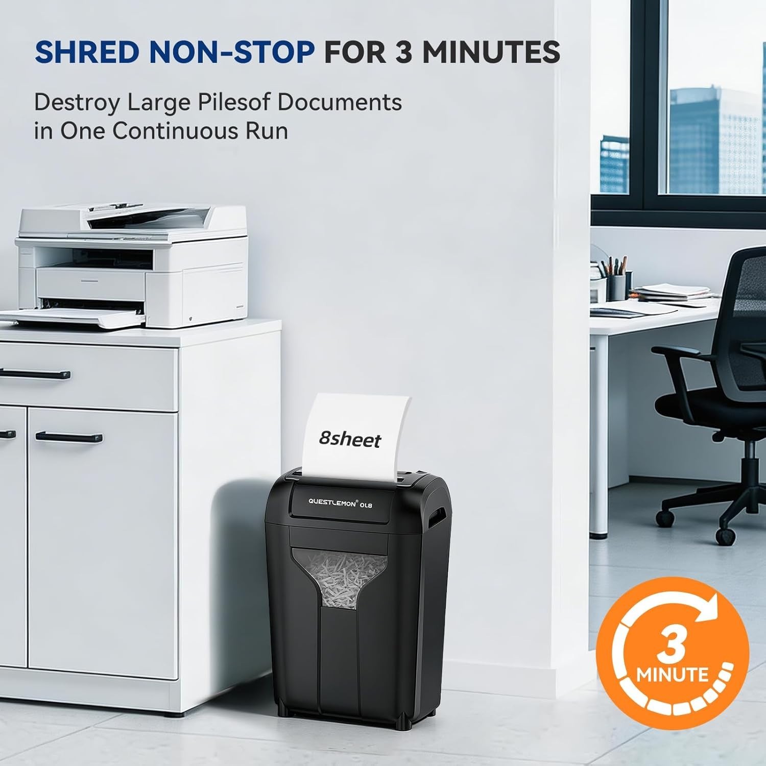 Compact 8-Sheet Cross-Cut Shredder, Extremely Quiet 58dB with Safety Features