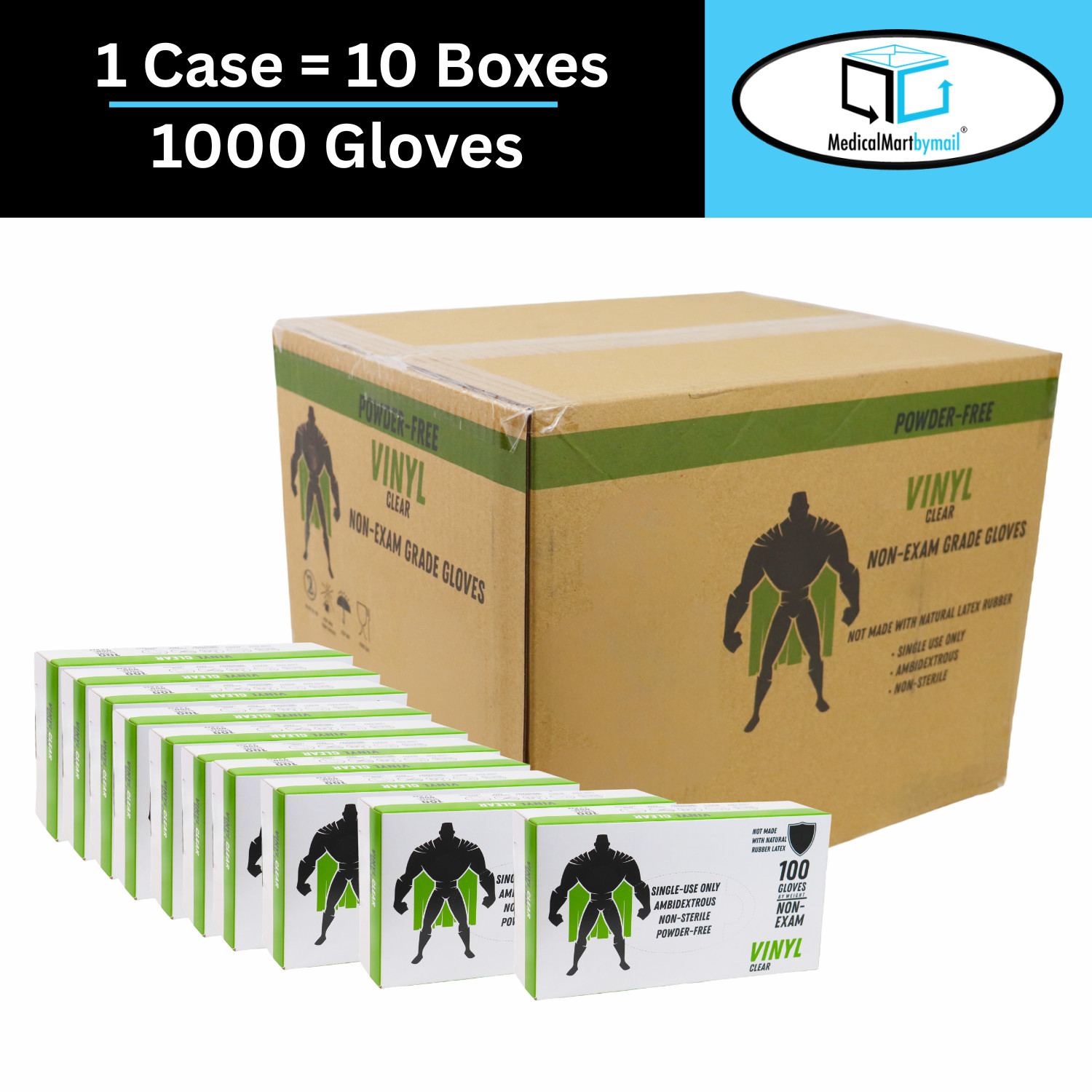 Disposable Powder-Free Non Latex Vinyl Gloves,5 MIL,Clear, Small, 1000 Pairs