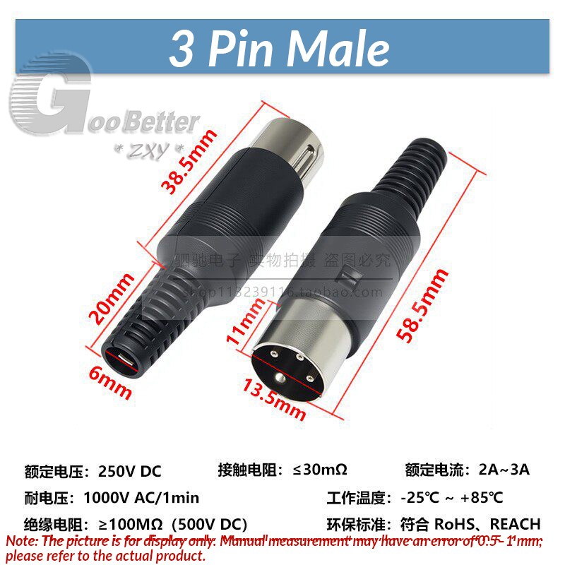 DIN 3 4 5 6 7 8 Pin Male Female Plug Solder Connector Female Socket Panel Mount