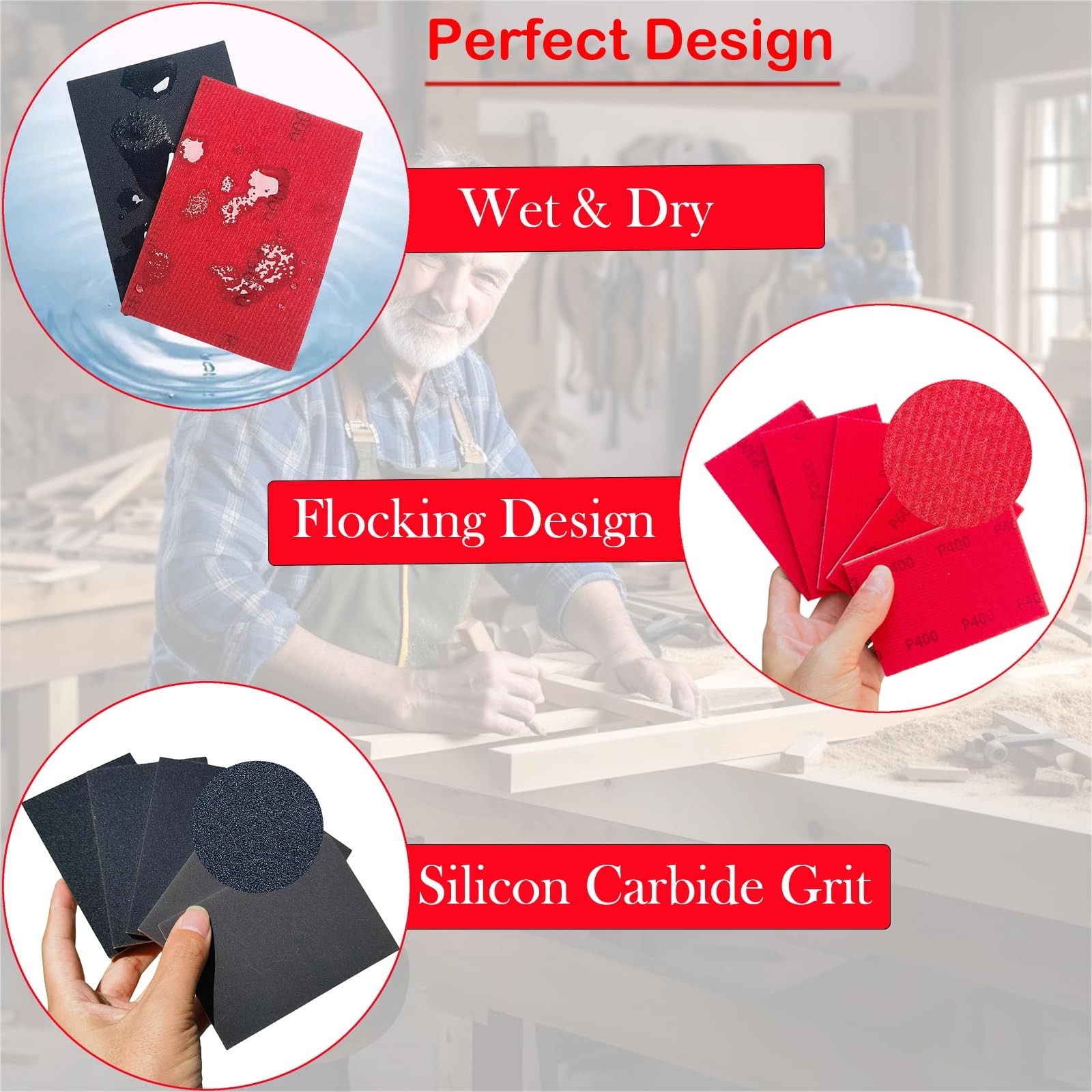 20 PCS 3 x 4 Inch 400-3000 Grit Ultra Fine Sanding Sponge, Soft Foam Red