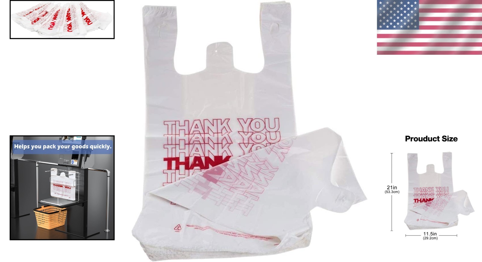 Bulk 100 Plastic Grocery Bags with Handles – Perfect for Small Business & Retail
