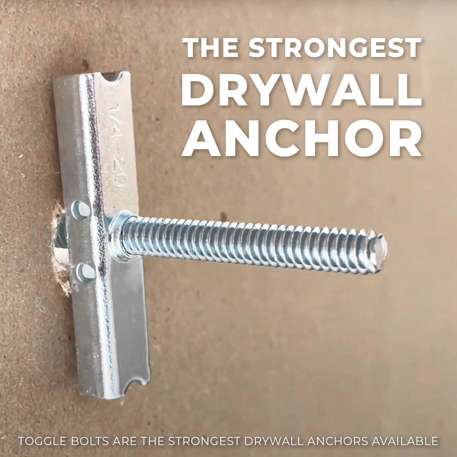 100-Pack 1/4″-20 Quick Toggle Anchors + Bolts for Drywall, Stud & Concrete Block
