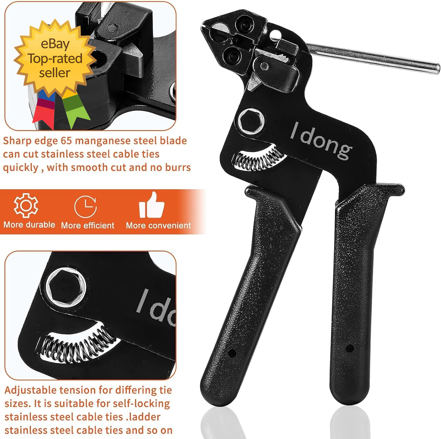 Metal Cable Tie Gun Kit with 100 Stainless Steel Cable Ties Zip Tie Tool Set 80C