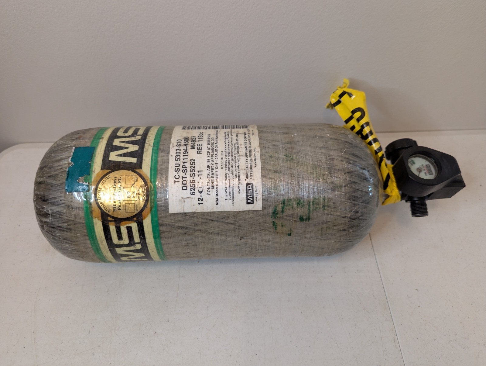MSA H-45 TC-SU 5303-310 CARBON FIBER BREATHING AIR CYLINDER TANK 300BAR ~2014