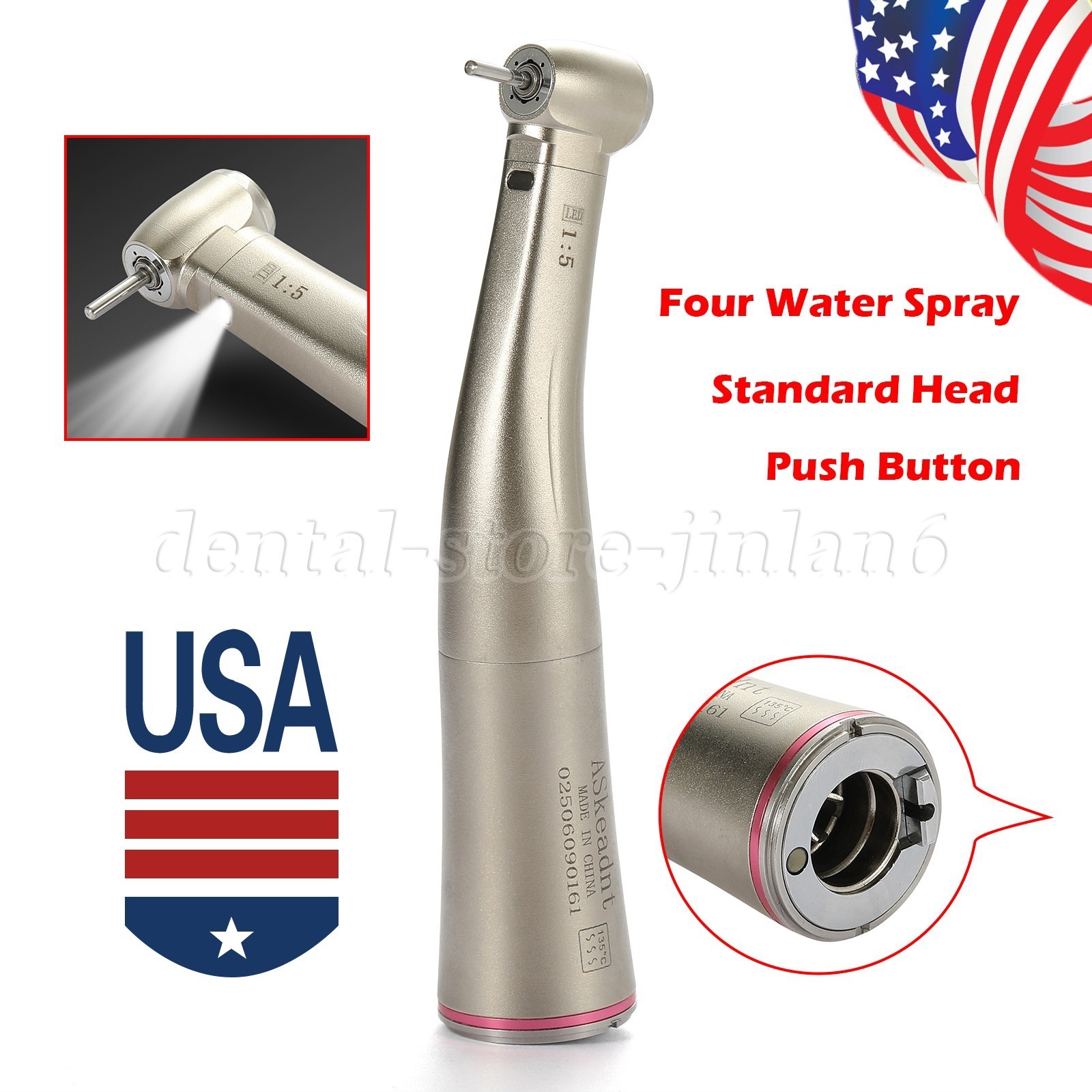 ASkeadnt Dental 1:5 Increasing Contra Angle Handpiece Fit E-type Motor