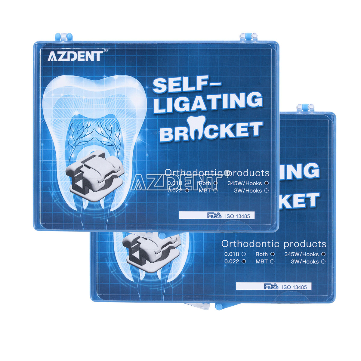 AZDENT Dental Orthodontic Self-Ligating Bracket Braces Roth/MBT .022 Hooks 3 4 5