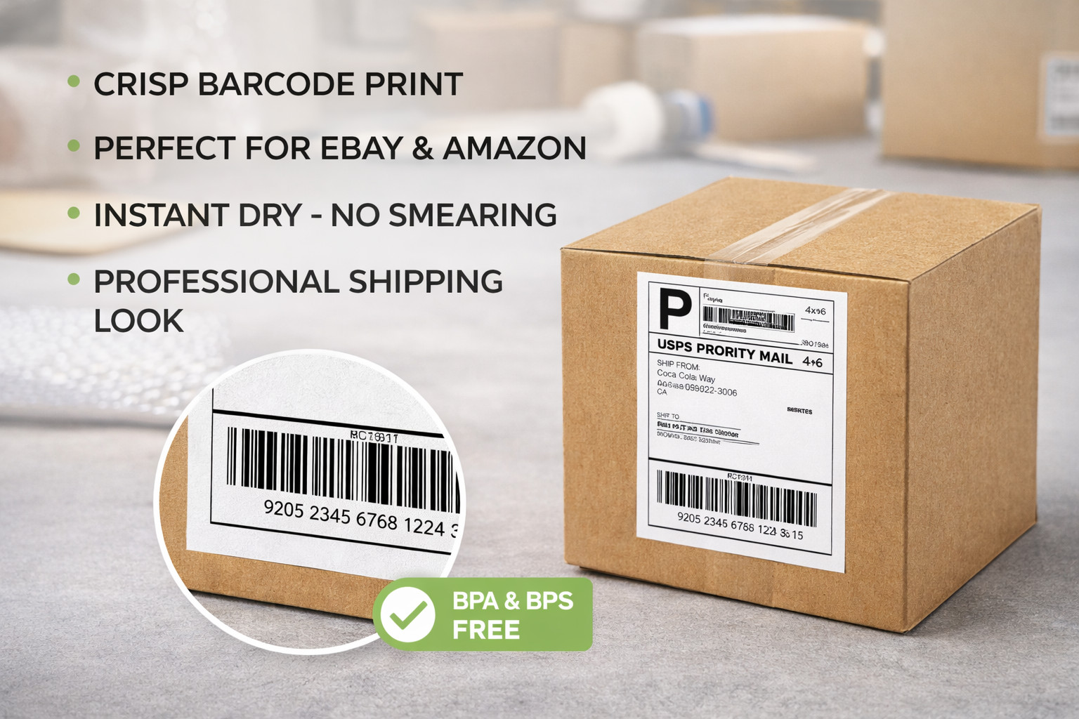 4×6 Direct Thermal Shipping Labels 200 Pack Fanfold for Rollo Zebra