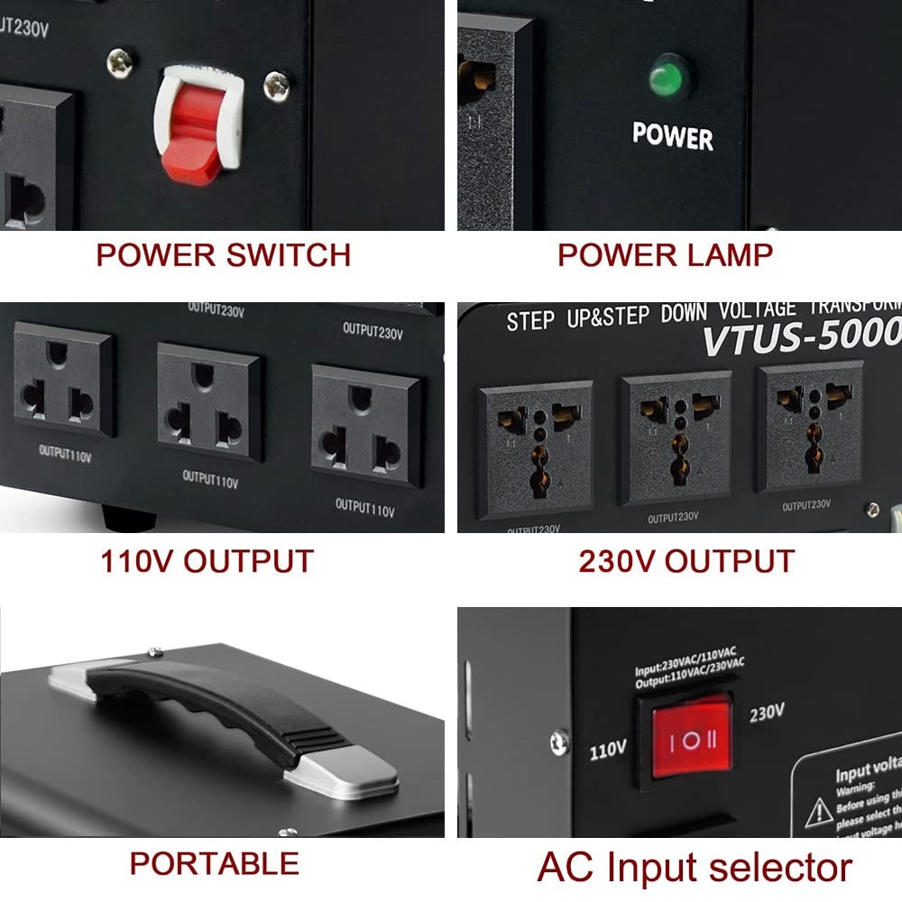 5000W Voltage Converter Transformer Step Up 110V-120V to220V-240V or Step Down 2
