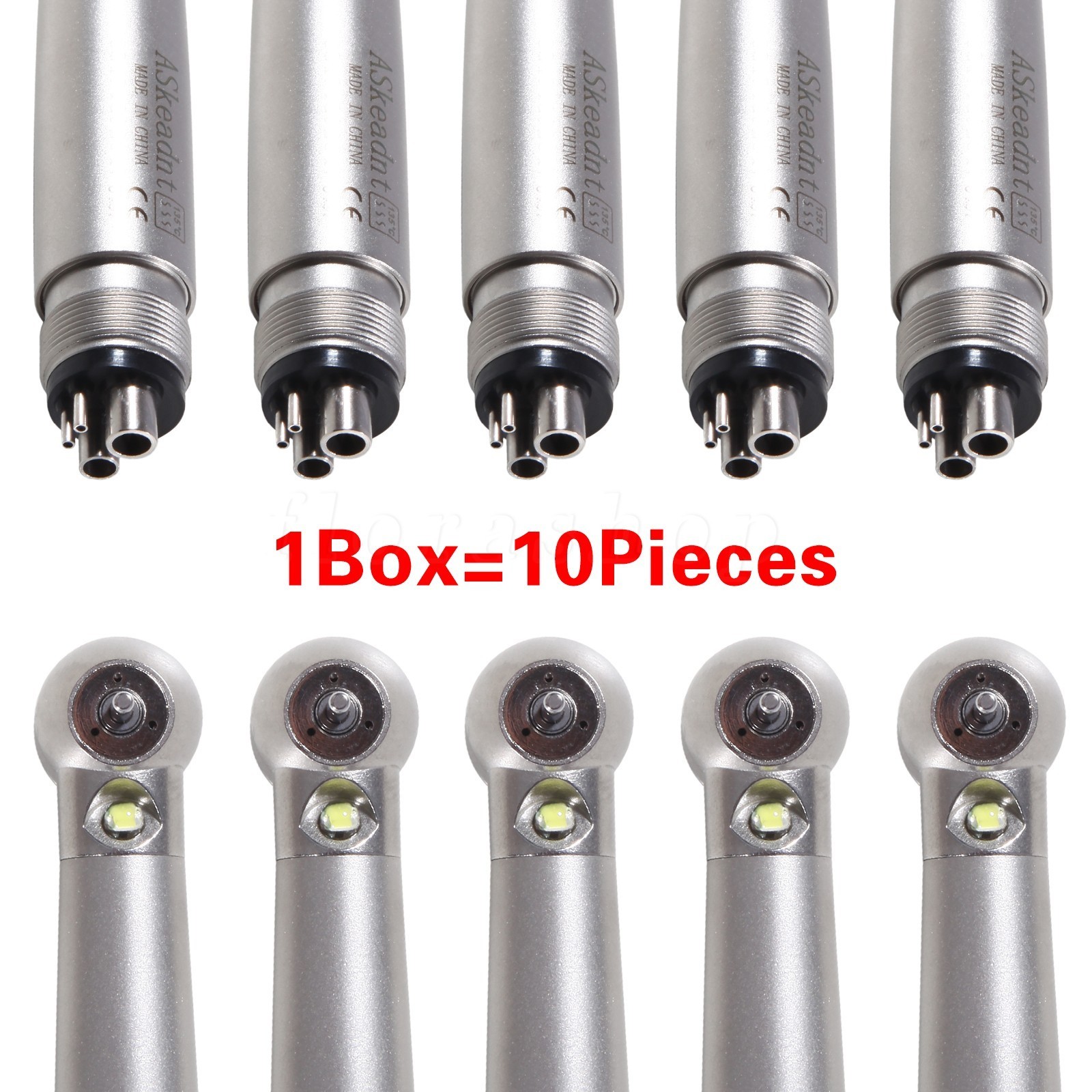 10 PCS Dental LED E-Generator Fiber Optic High Speed Handpiece 4 Hole NSK Style