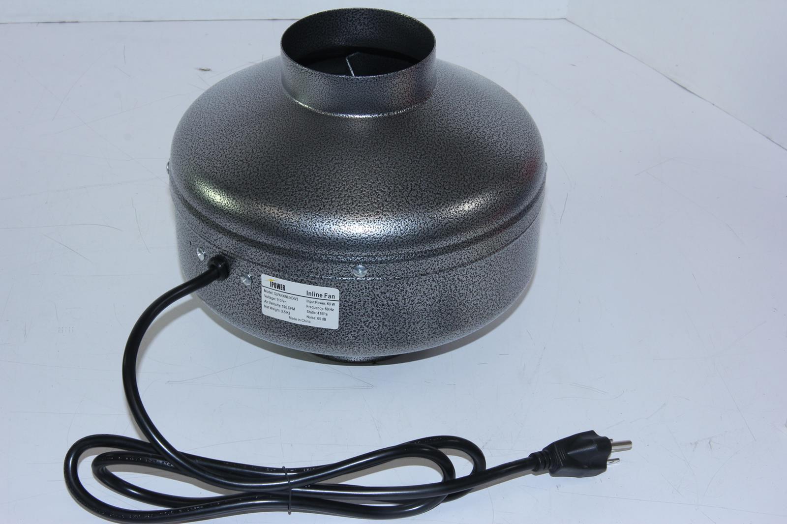 IPOWER GLFANXINLINE4V33 4-Inch 190CFM 65dB Inline Fan with Mounting Bracket