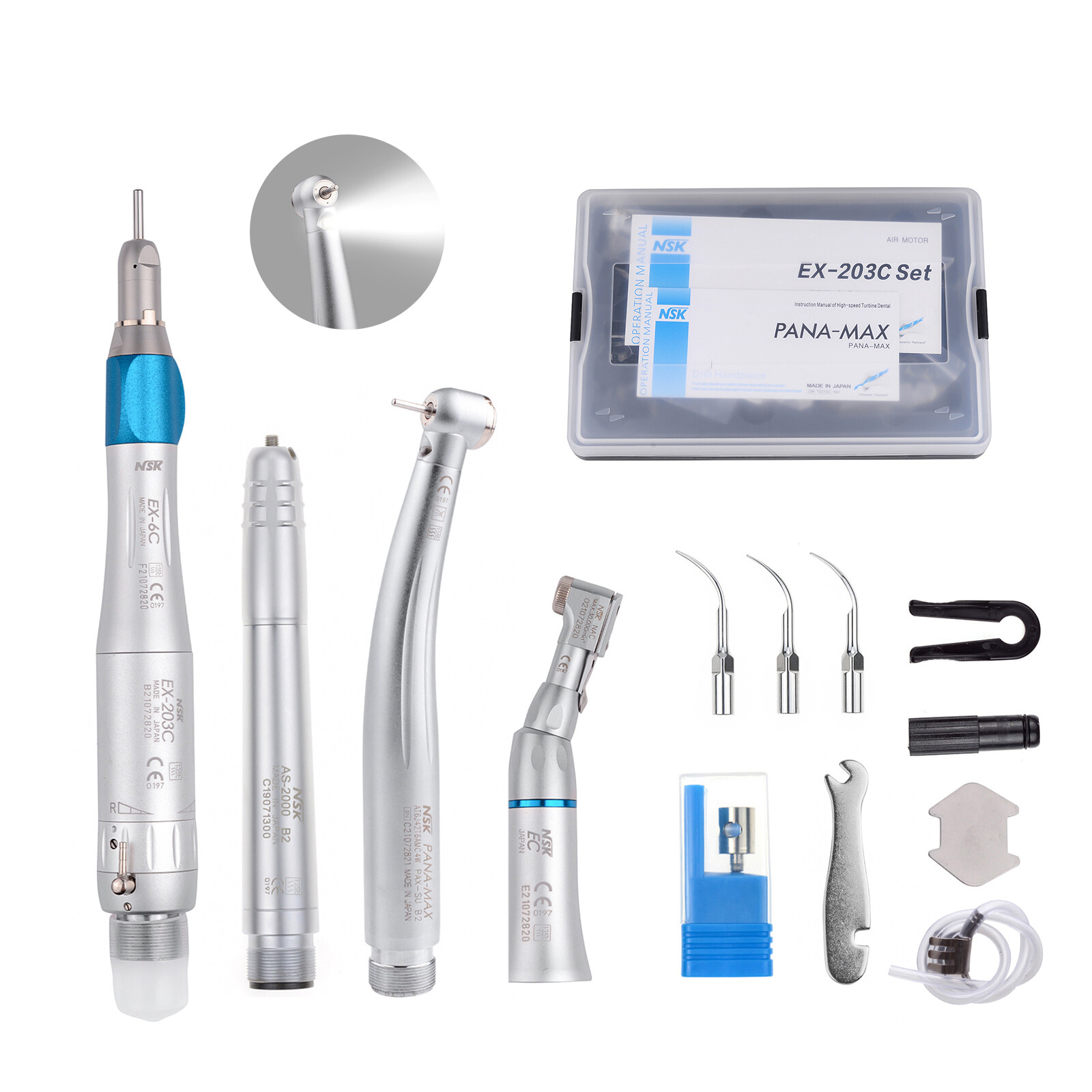Dental PANA-Max LED High Speed Handpiece+Air Scaler+EX203C Low Speed 2H