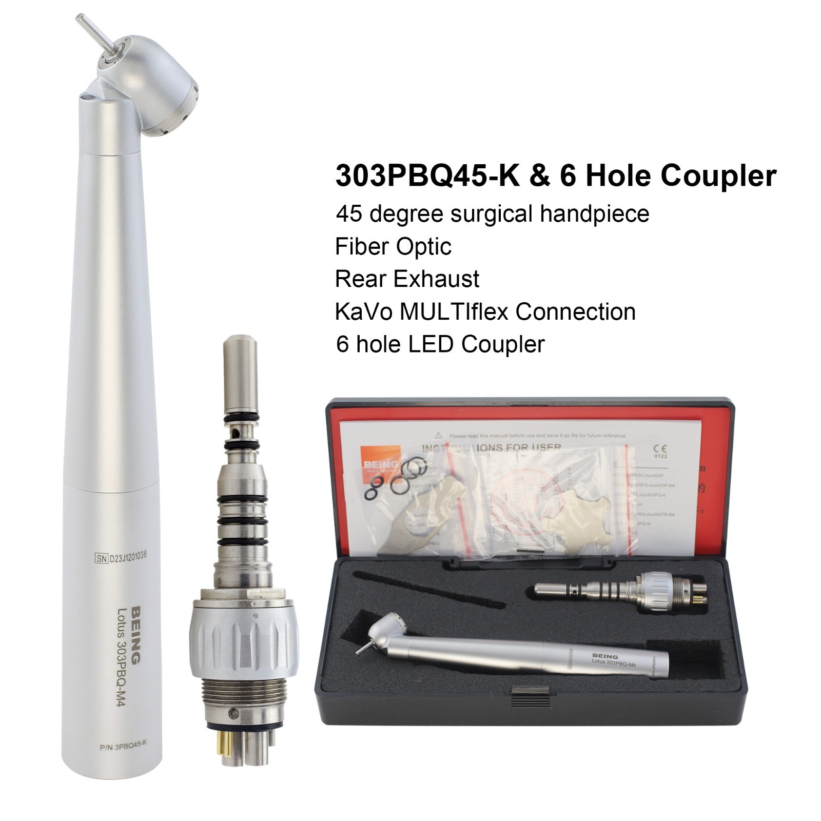 BEING Dental Surgical Handpiece High Speed 45 Degree 4 Hole KaVo NSK Coupler