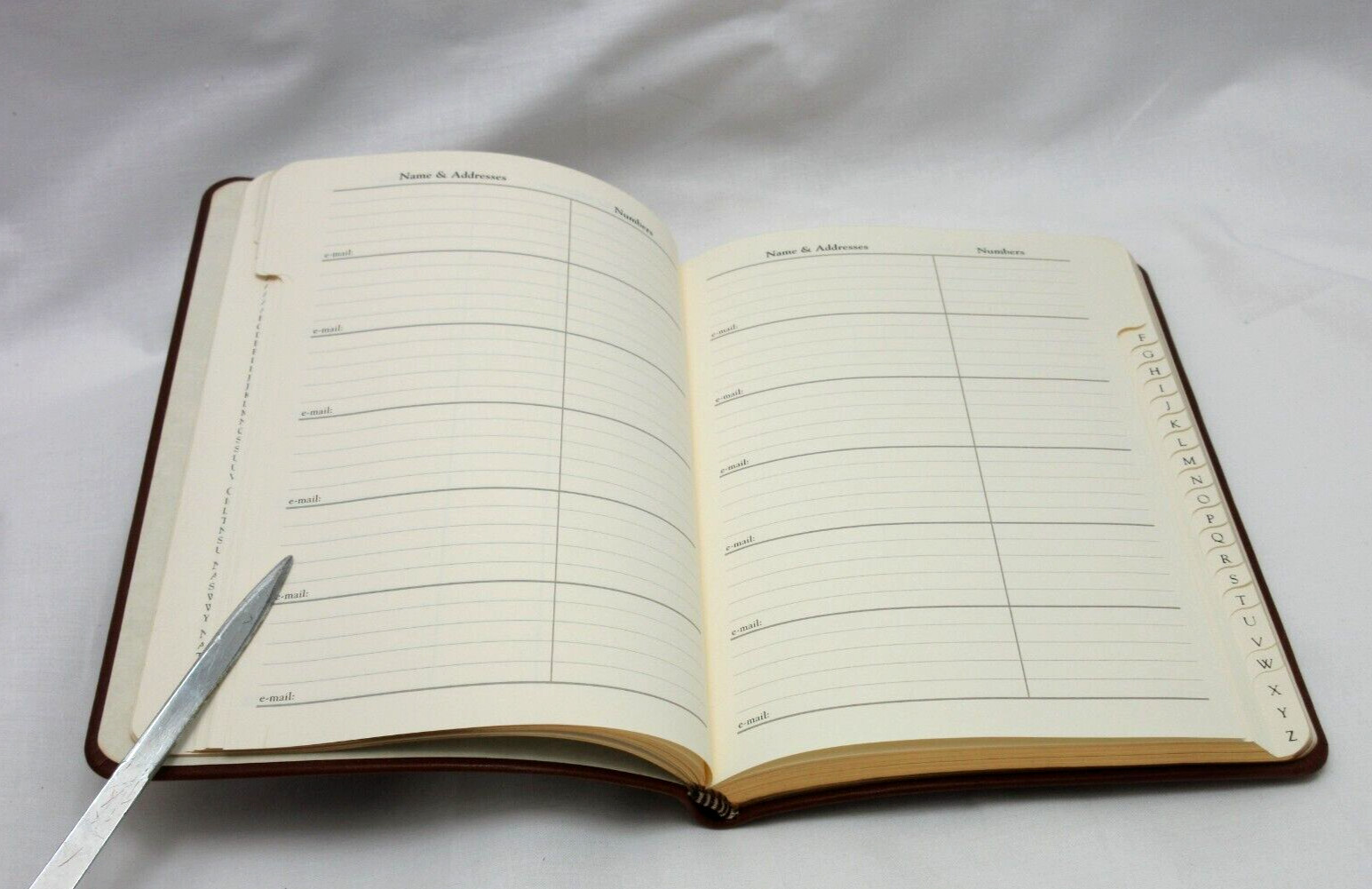 Address Book w Tabs Desk Size 5×7 Leather Softcover Graphic Image BLACK Saffiano