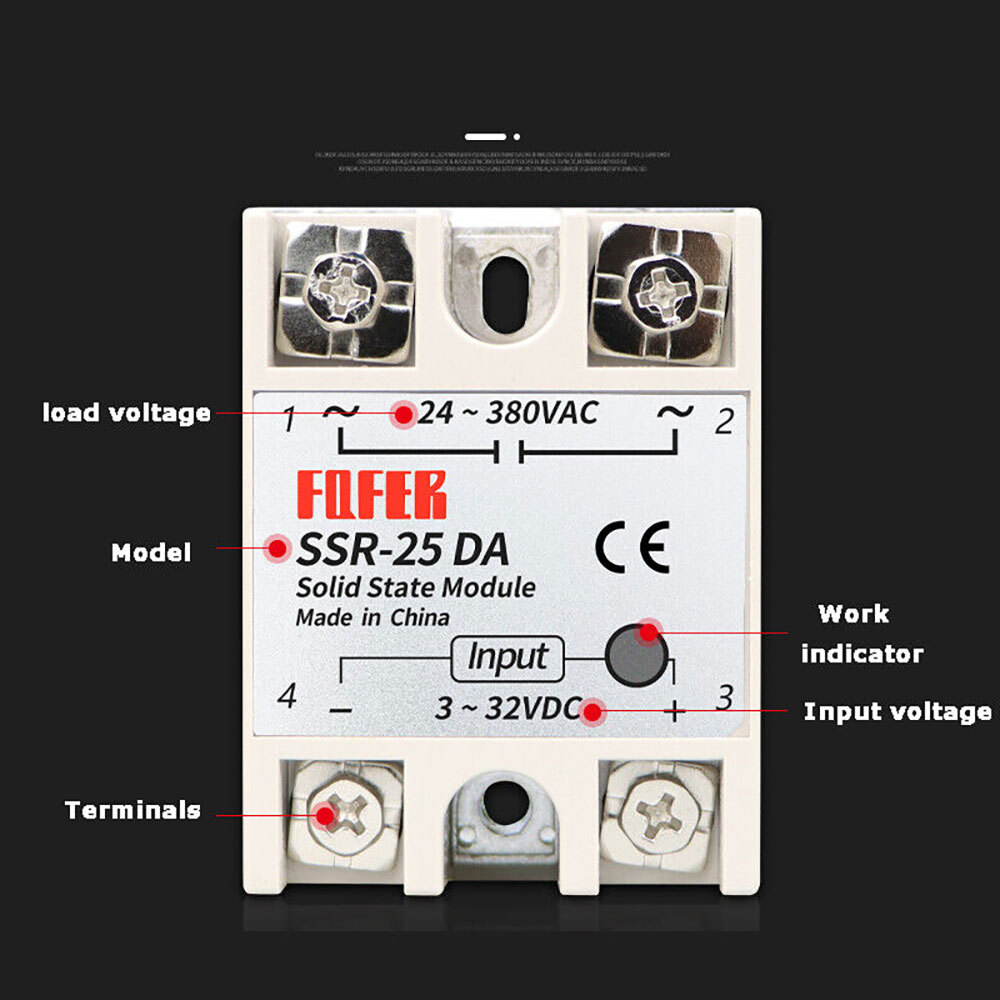 2-10PCS SSR-25DA Solid State Relay Module 25A DC 3V-32V to AC 24V-380V USA