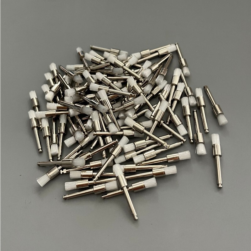 100 Pcs Dental Disposable White Nylon Polishing Flat Latch Polisher Prophy Brush